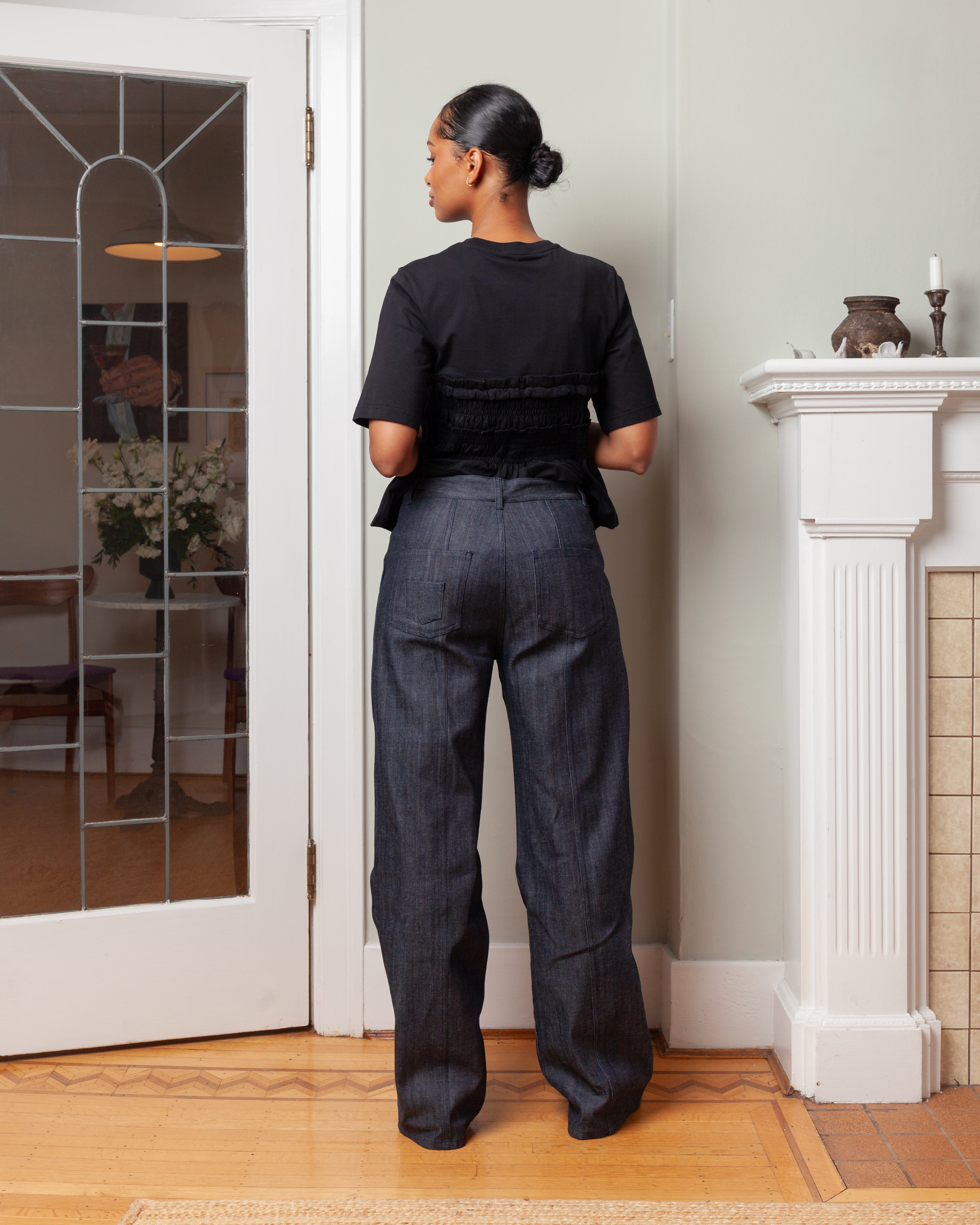 Cecilie Bahnsen-Carmela Denim Trousers - Indigo-Pants-Boboli-Vancouver-Canada