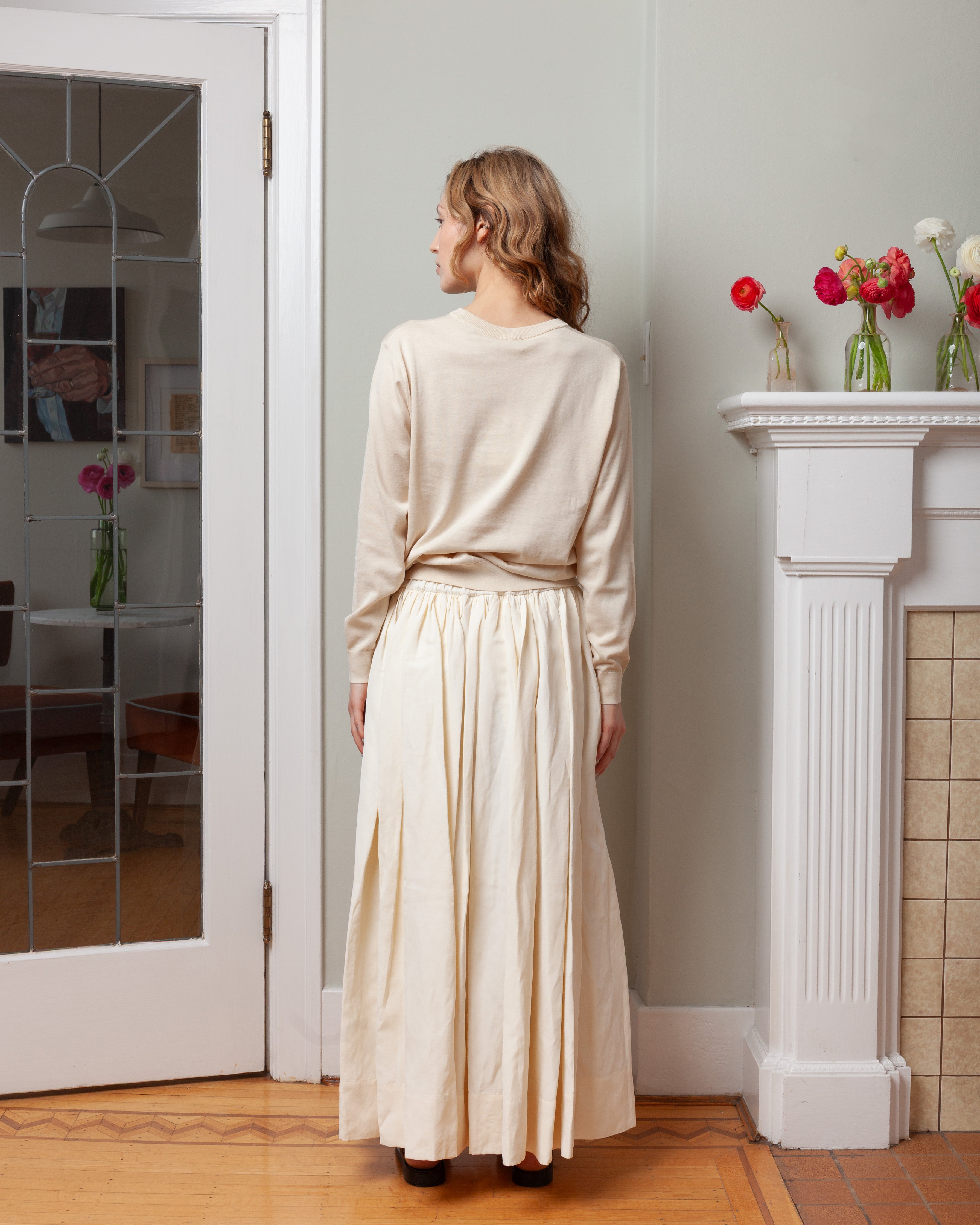 Aspesi-Long-Sleeved Crewneck Sweater In Cotton - Natural-Sweaters-Boboli-Vancouver-Canada