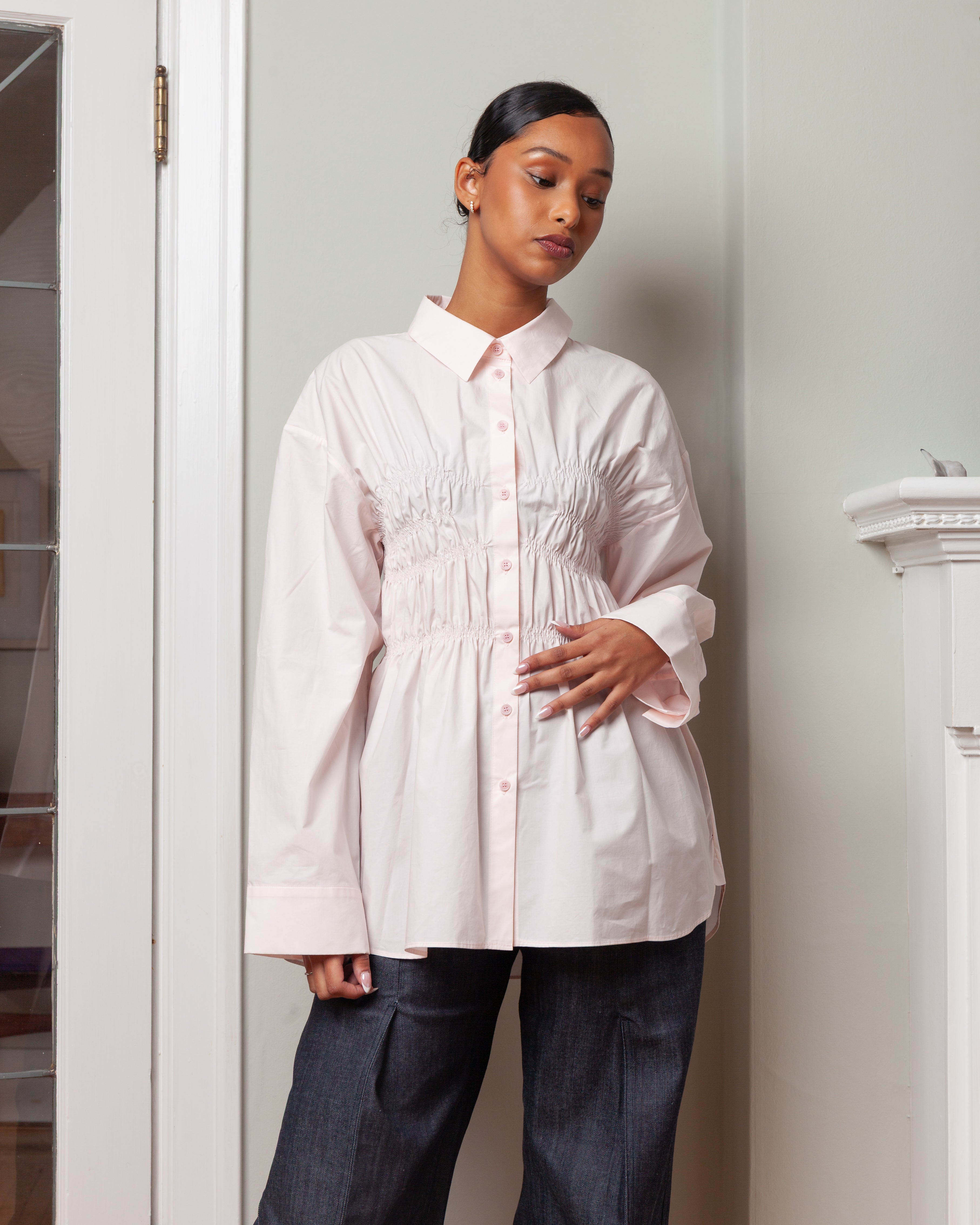CECILIE BAHNSEN パフスリーブブラウス AMO TOP AMO | TOP COTTON BROWN