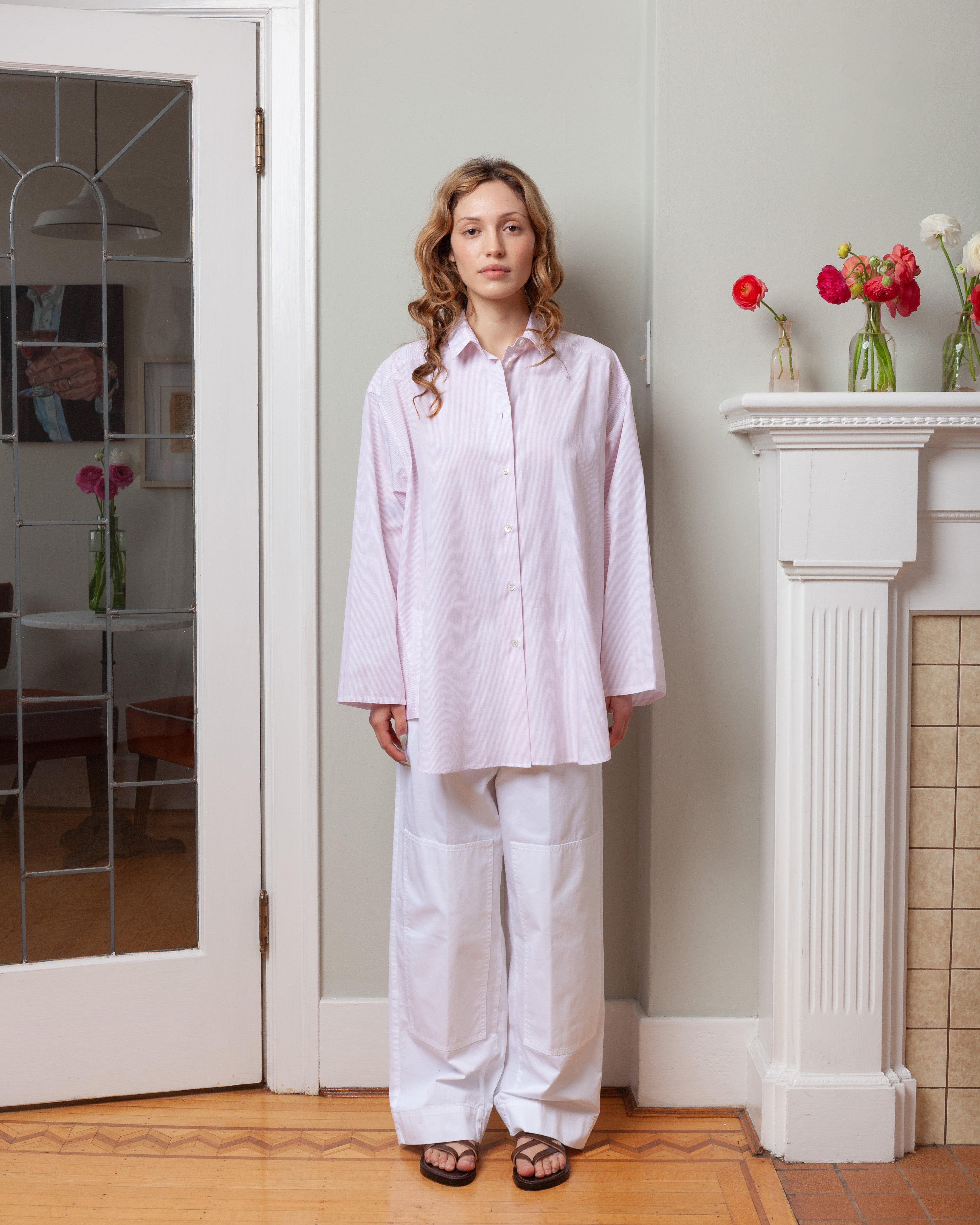 Aspesi-Poplin Shirt - AA Capsule Collection - Red Stripe-Blouses-Boboli-Vancouver-Canada