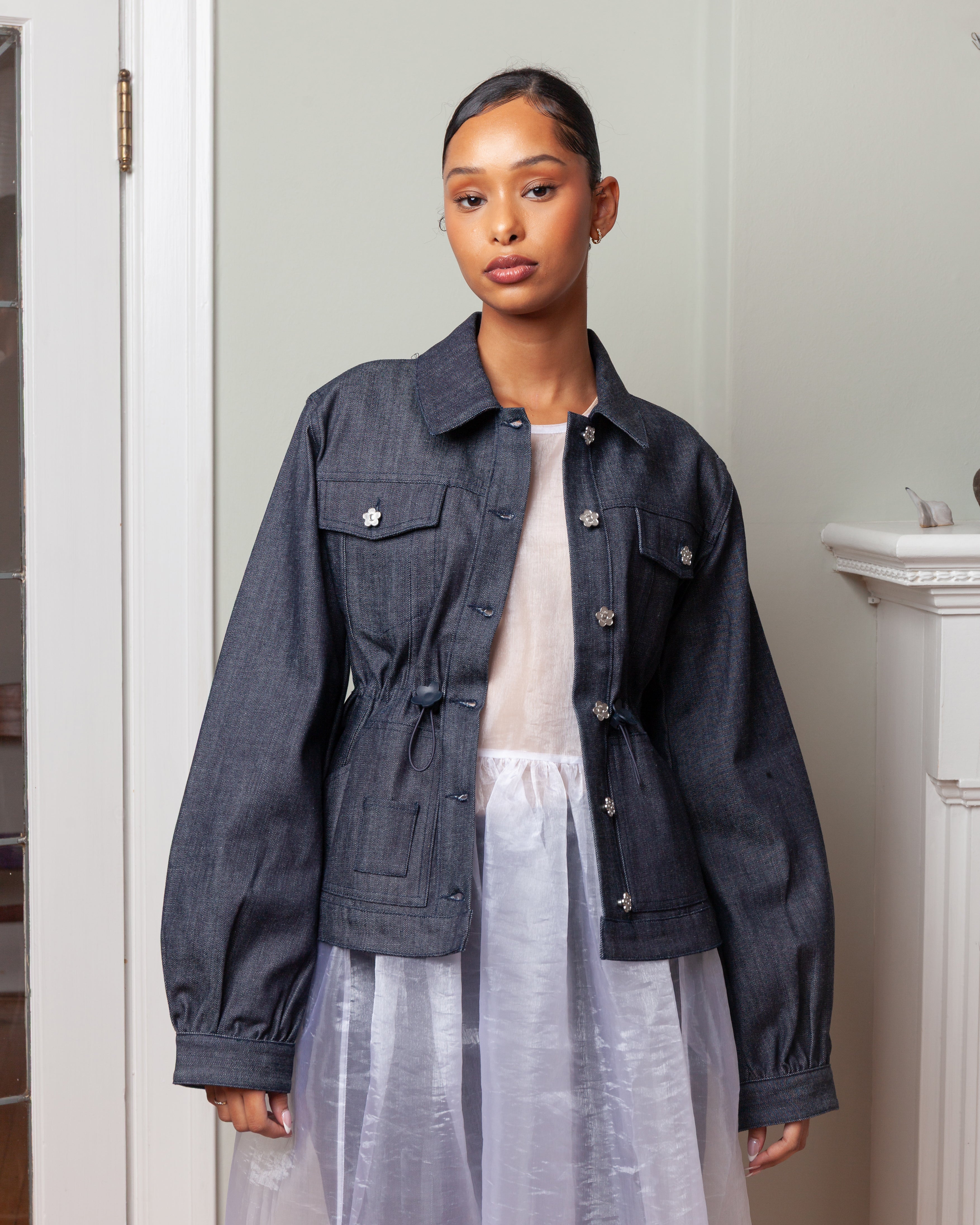 Cecilie Bahnsen-Candida Denim Jacket - Indigo-Jackets-Boboli-Vancouver-Canada
