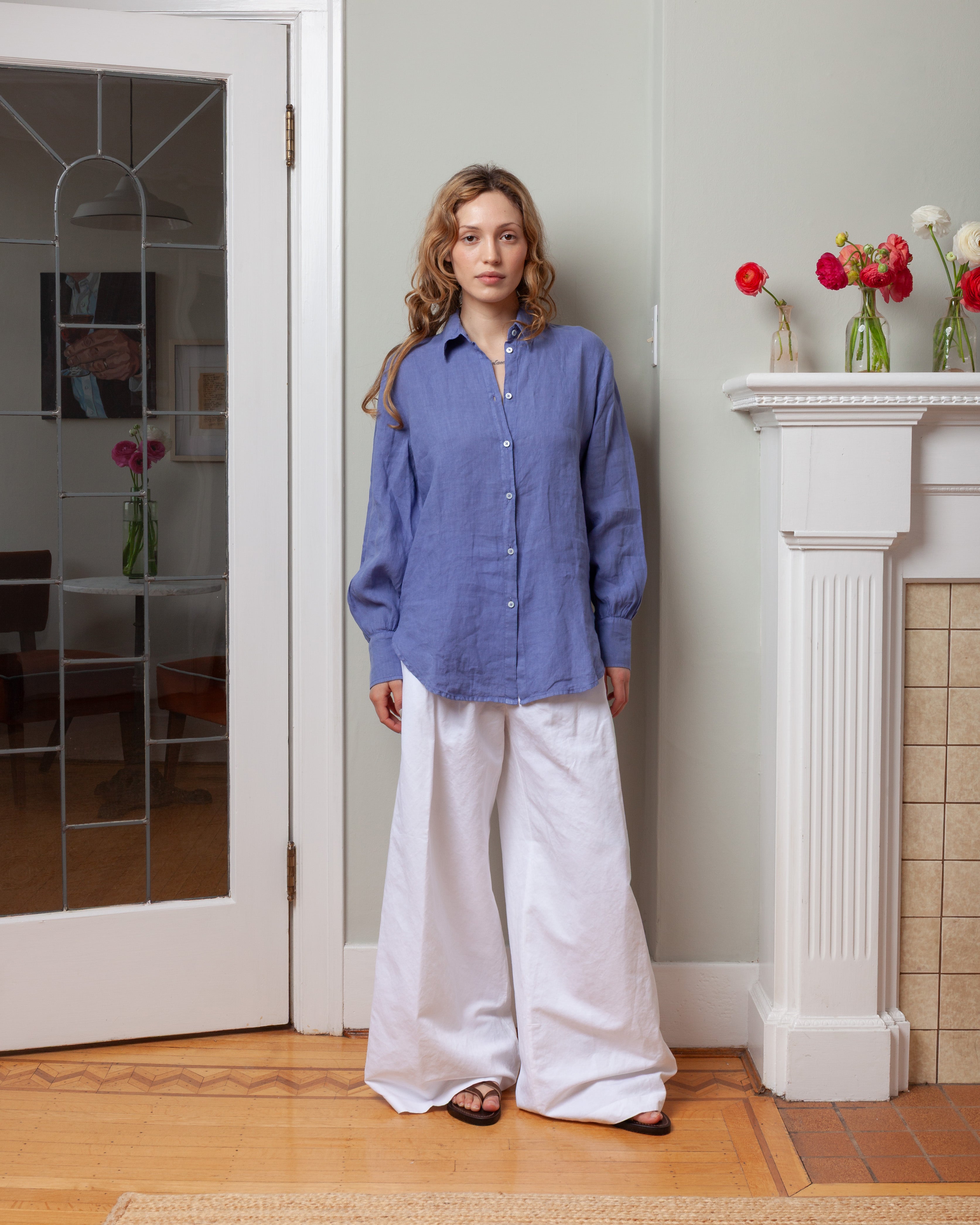 Anna Mop Button Shirt  - Blue