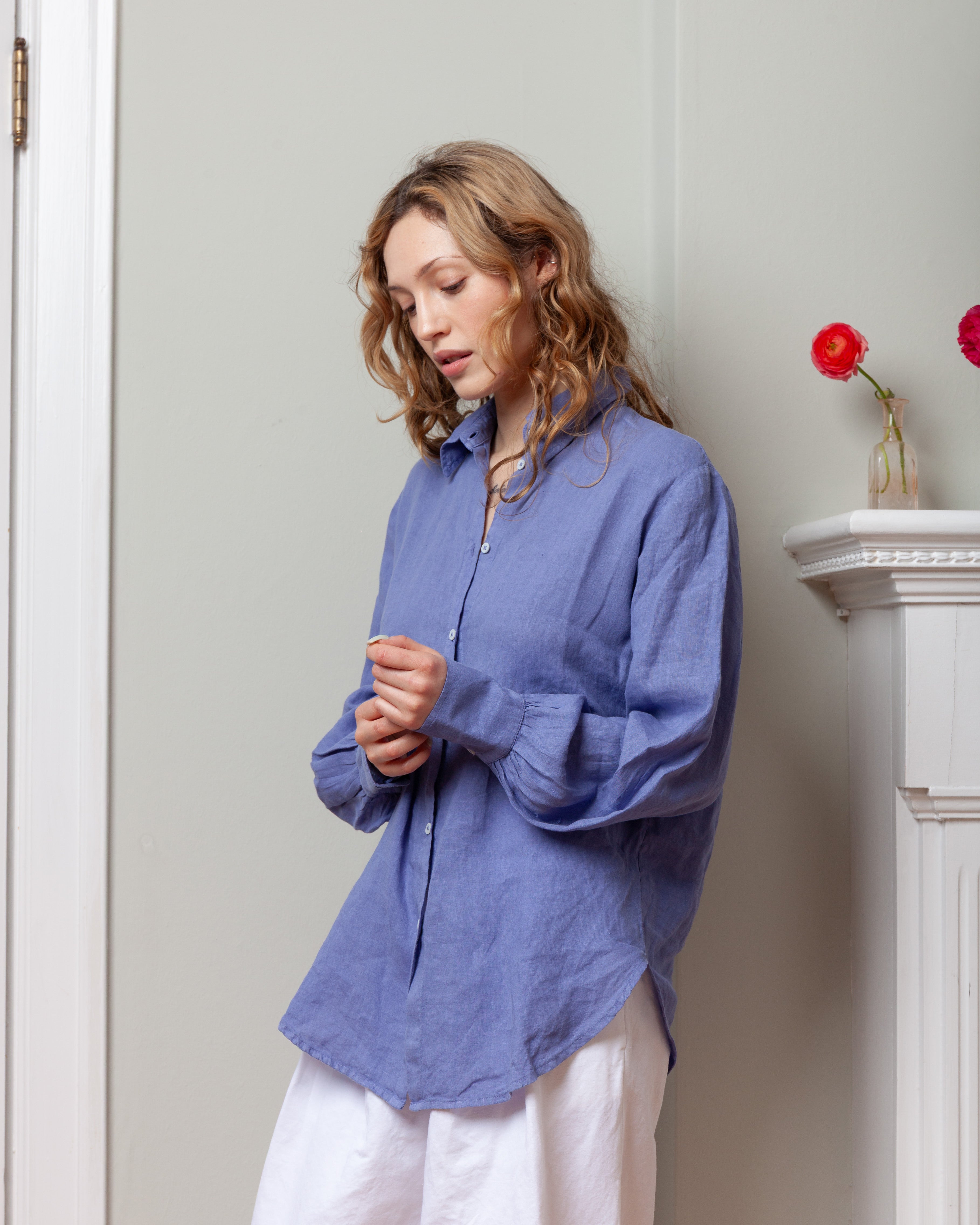 Anna Mop Button Shirt  - Blue