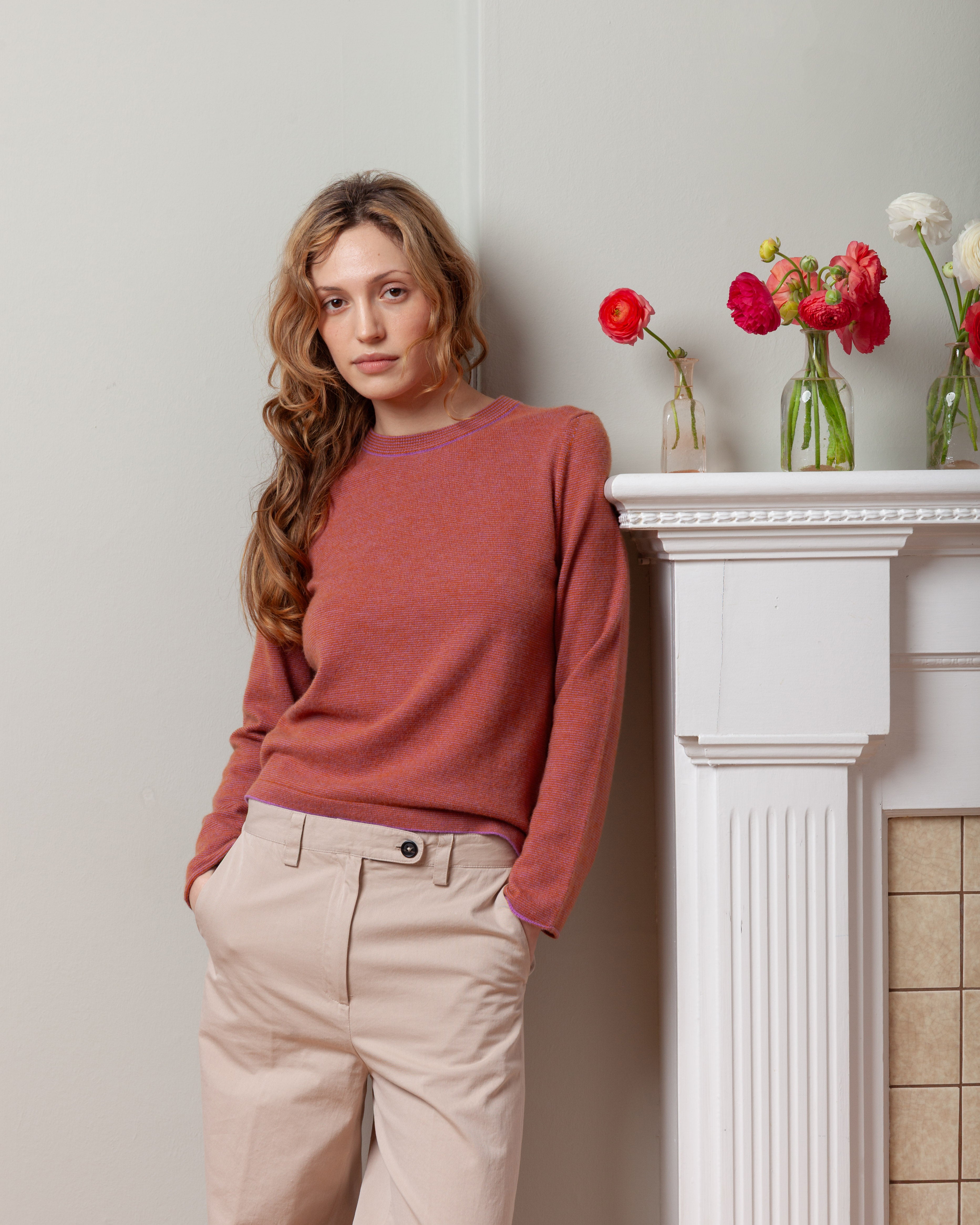 Janice Round Neck Sweater - Electric Violet