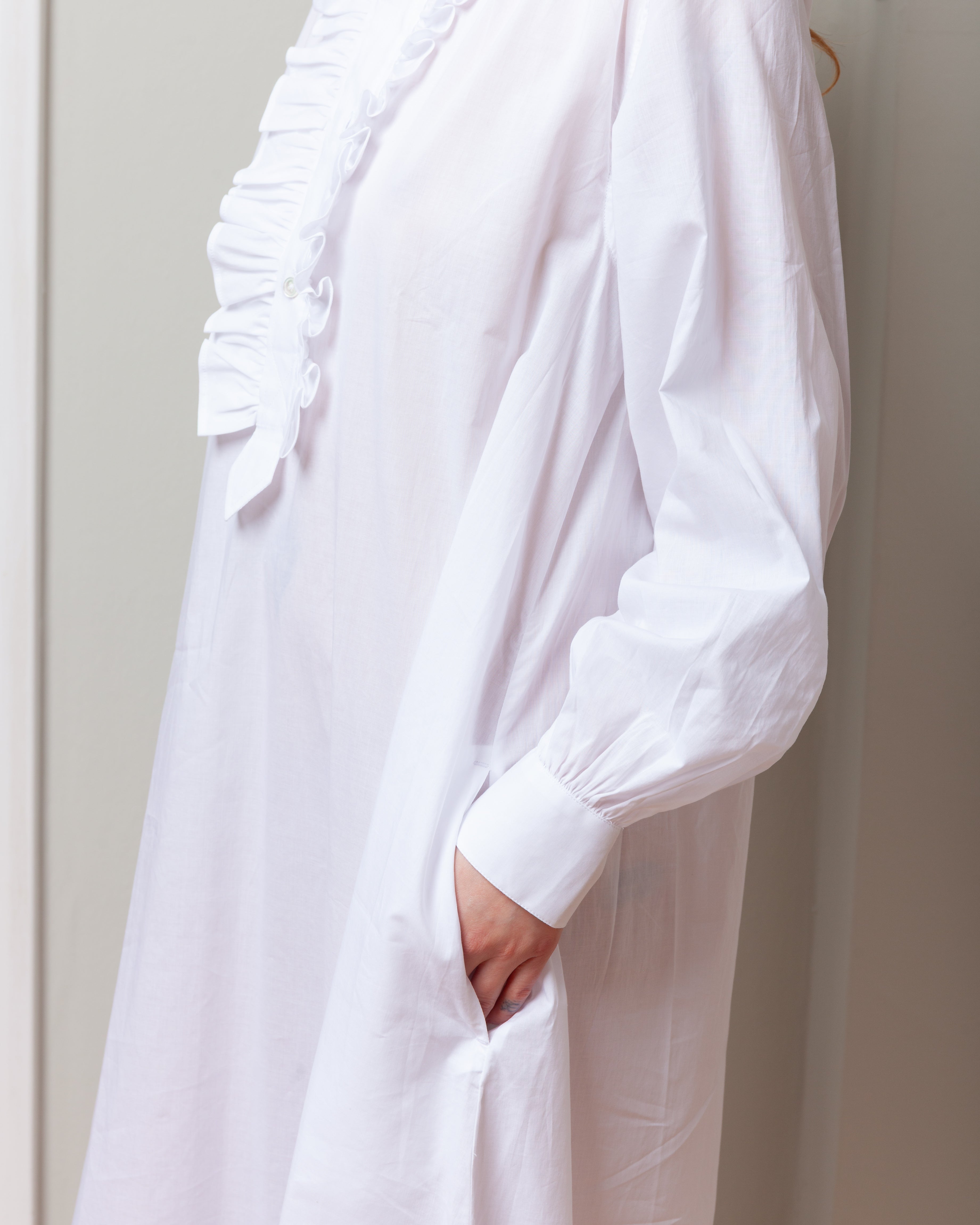 Long Ruffle Dress - White