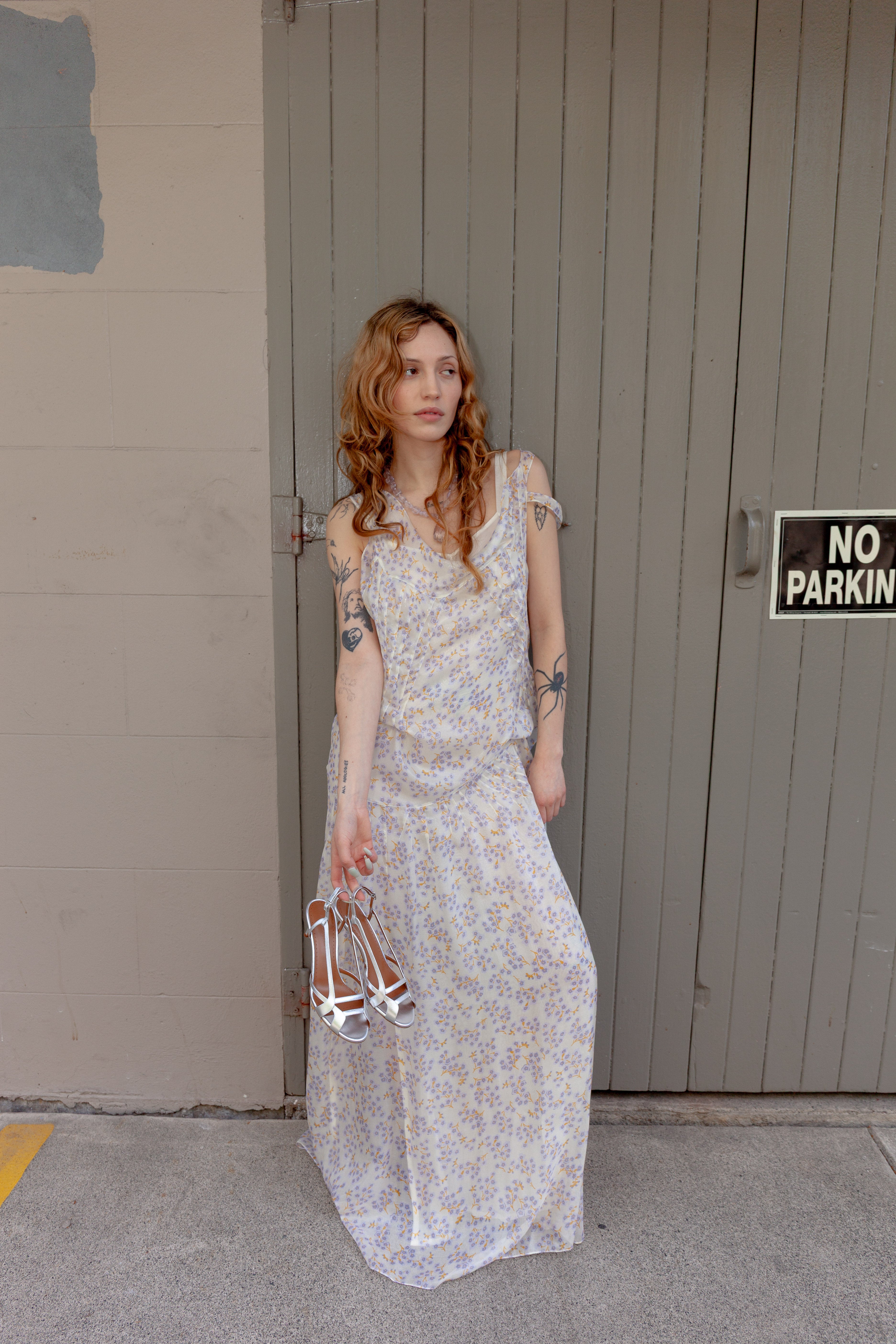 Silk Chiffon Long Dress - Mauve