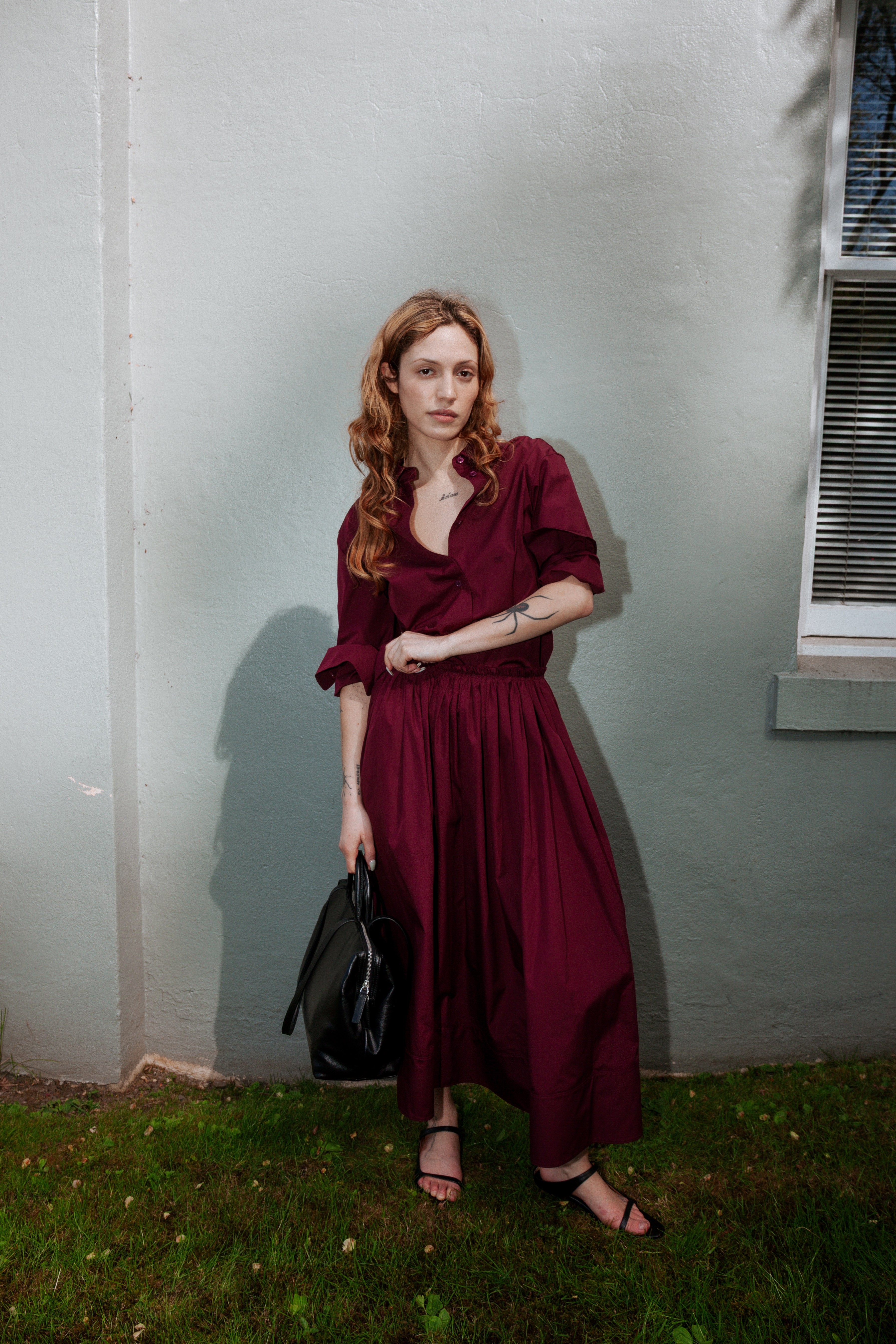 Gabriela Hearst-Reyes Shirt - Bordeaux-Tops-Boboli-Vancouver-Canada