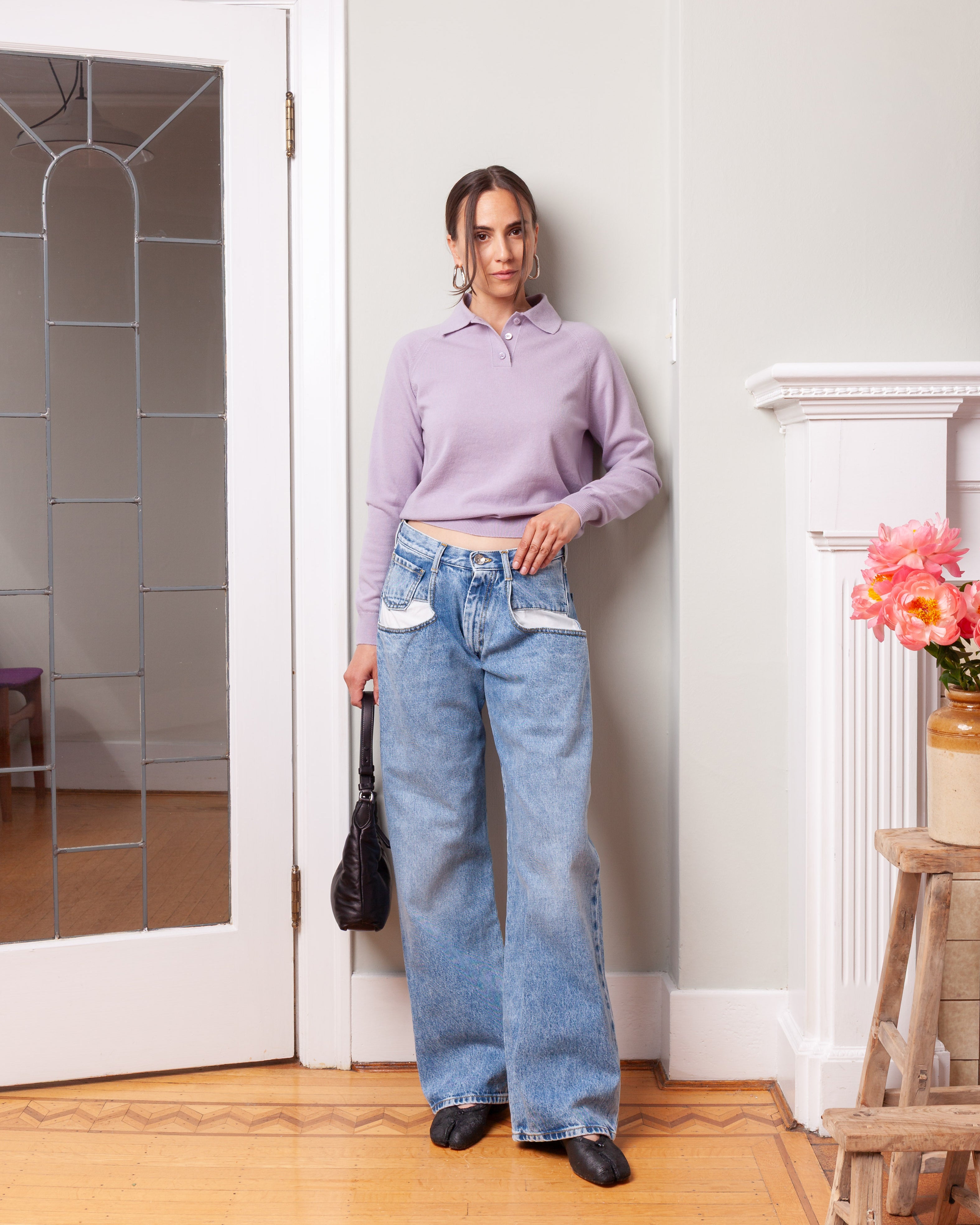 Maison Margiela-Straight Jeans w/Contrasted Pocket - Blue Jeans-Pants-Boboli-Vancouver-Canada