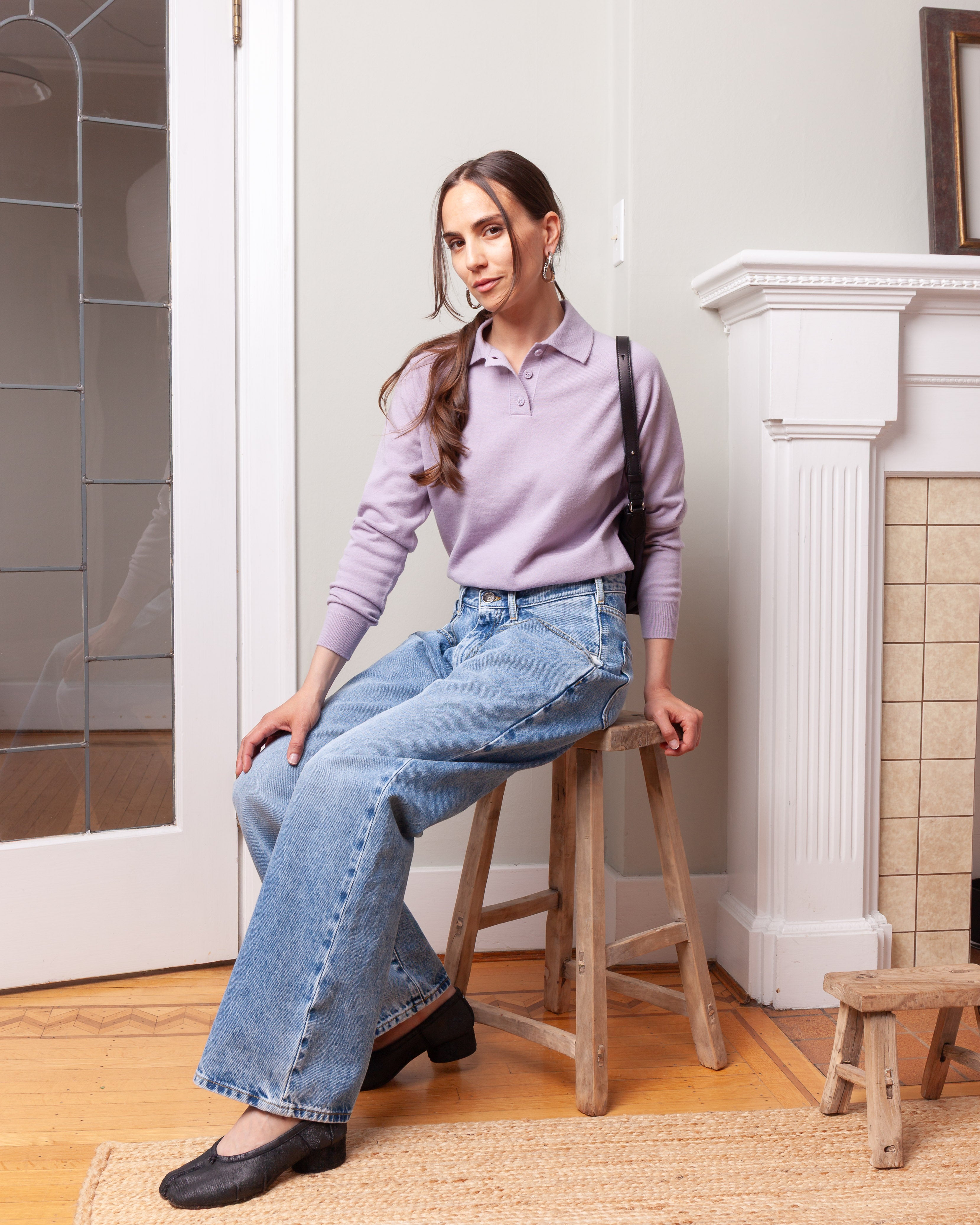 Maison Margiela-L.S. Polo Shirt - Lilac-Shirts-Boboli-Vancouver-Canada