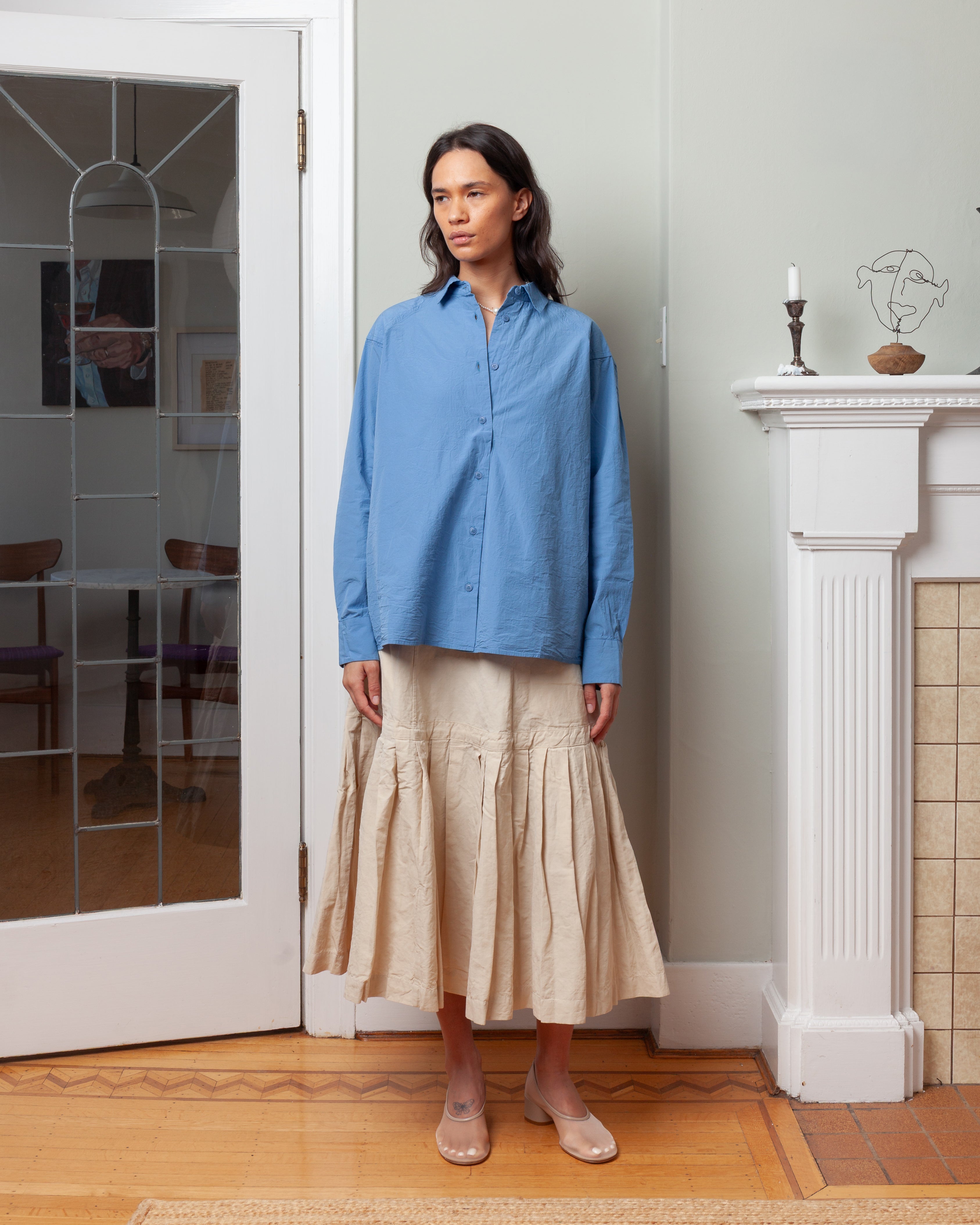 Casey Casey | Drays Travail Shirt - Chalk Poplin | Boboli