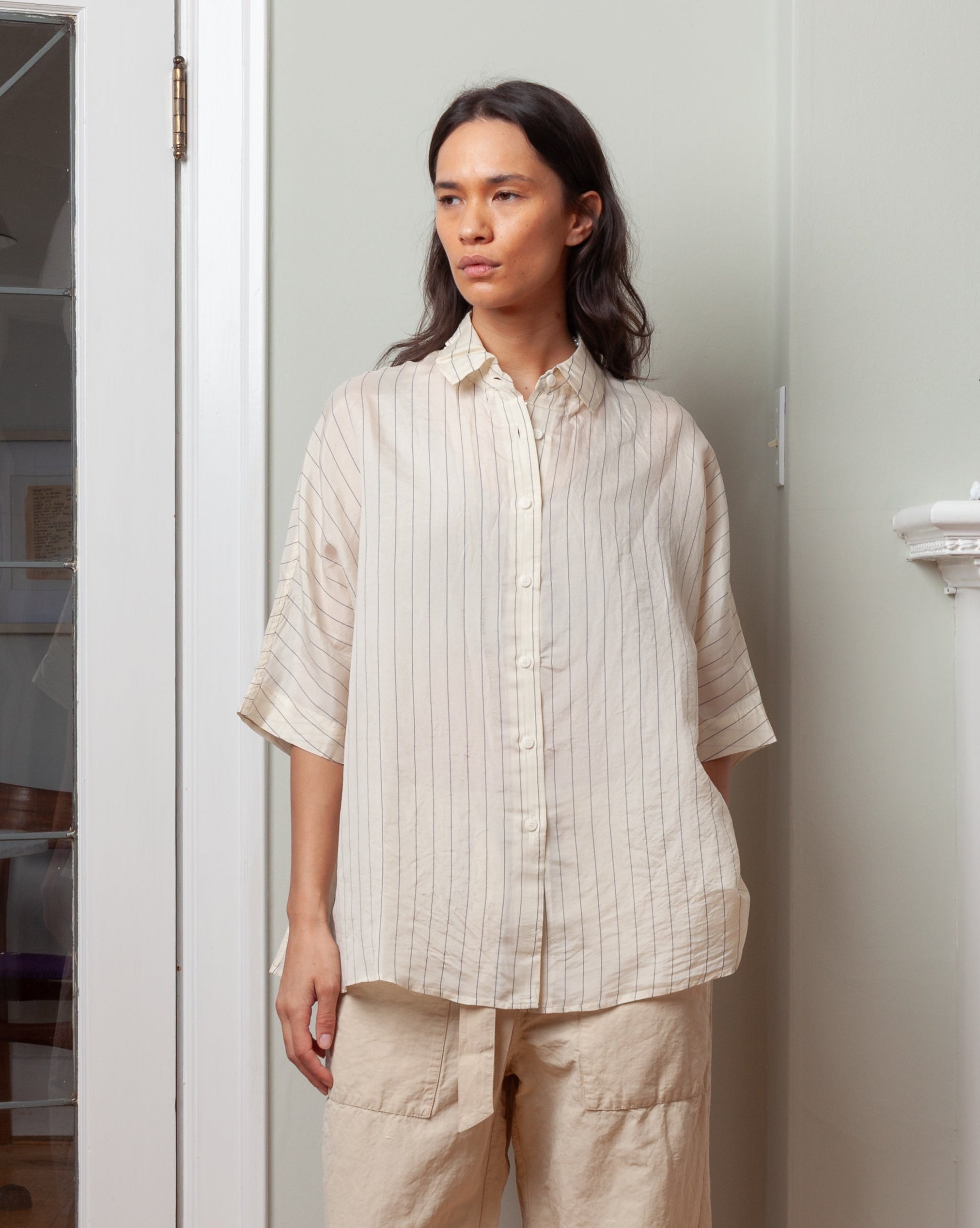 Casey Casey-Waga S.S. Shirt - Taffeta Silk - Stripe-Shirts-Boboli-Vancouver-Canada