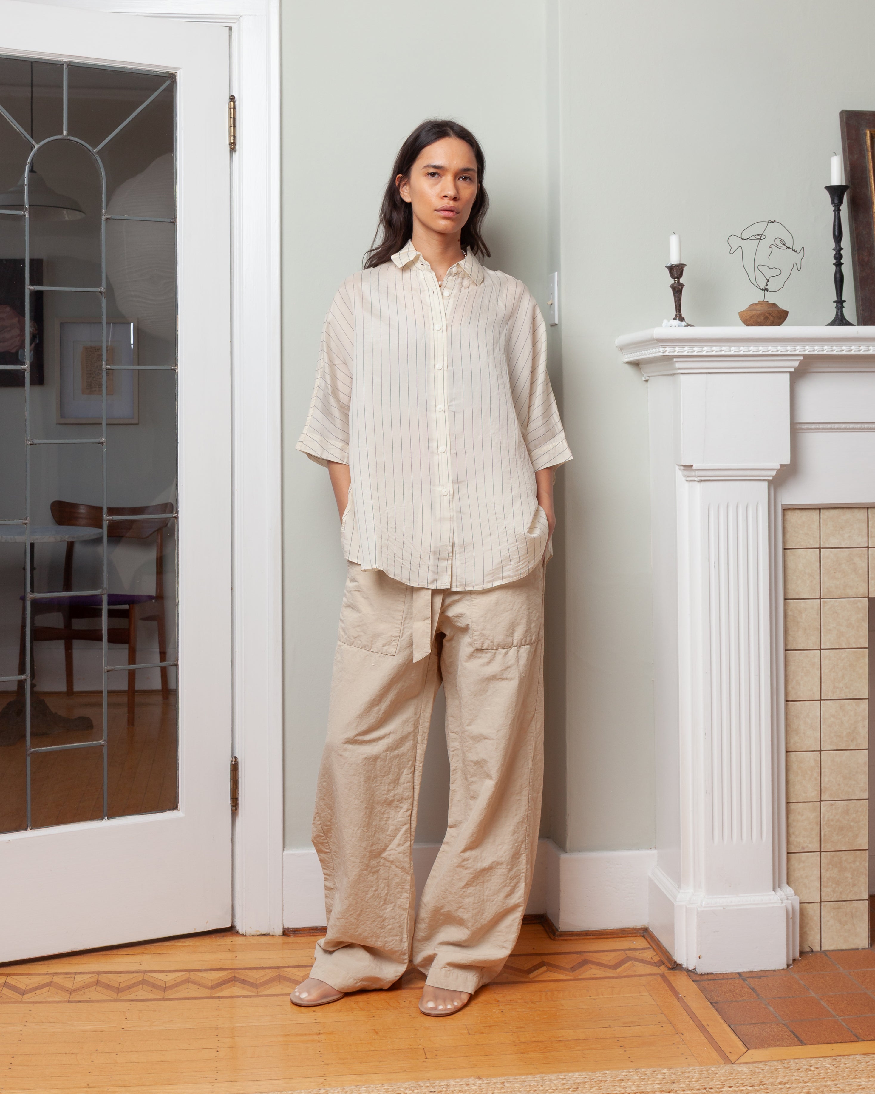 Casey Casey-Waga S.S. Shirt - Taffeta Silk - Stripe-Shirts-Boboli-Vancouver-Canada