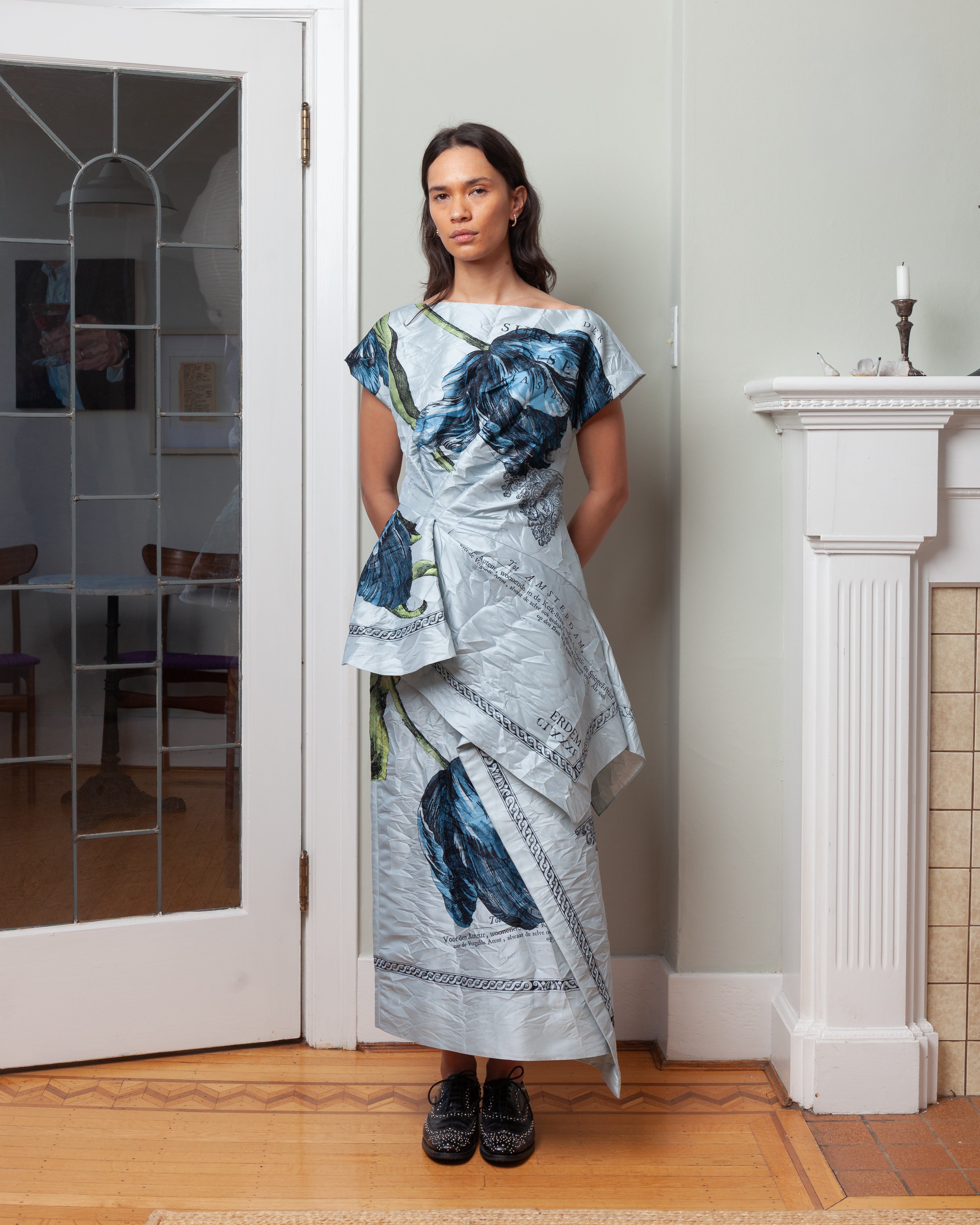 Erdem-Short Sleeve Asymmetric Top - Powder Blue-Tops-Boboli-Vancouver-Canada