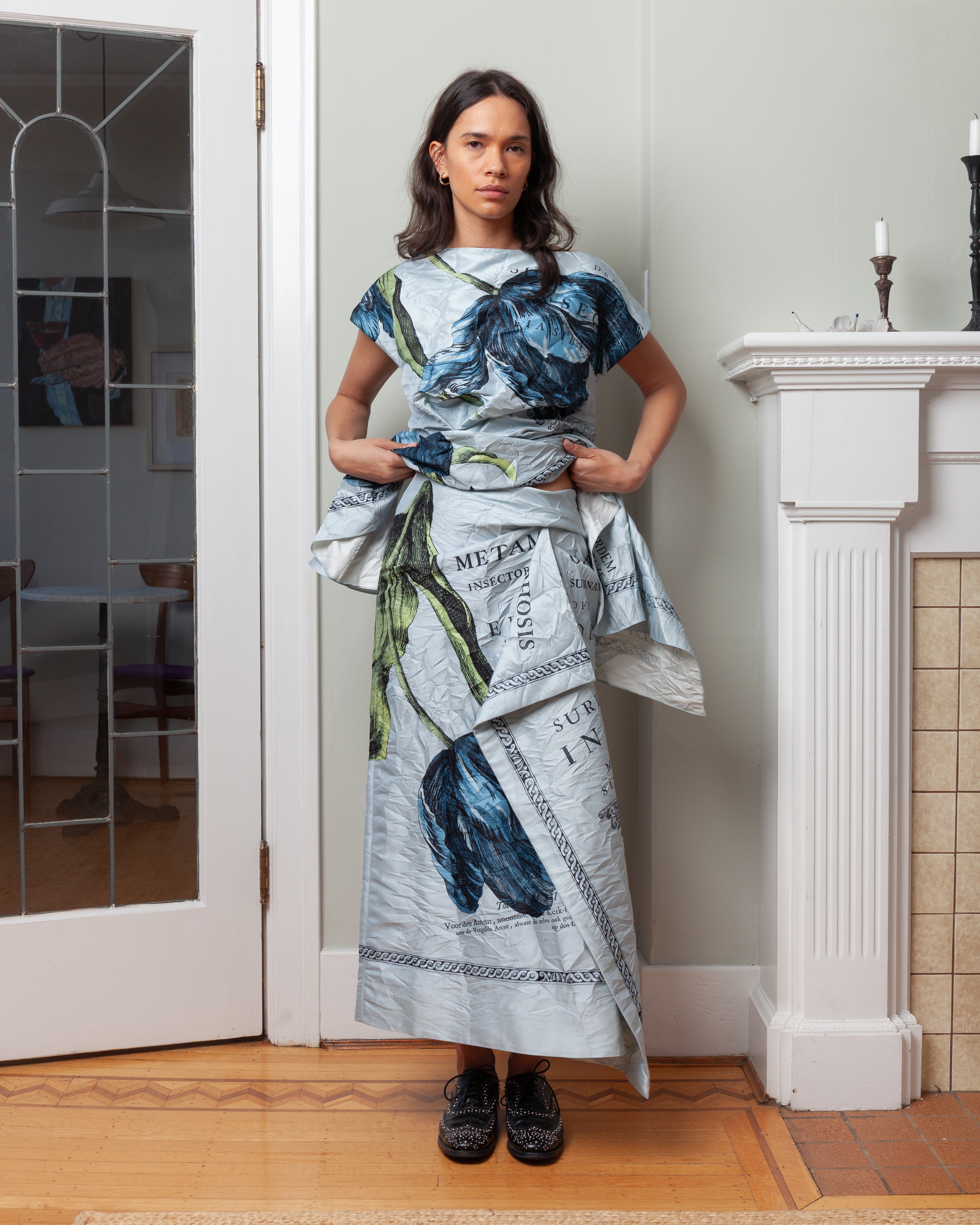 Erdem-Draped Midi Skirt - Powder Blue-Skirts-Boboli-Vancouver-Canada