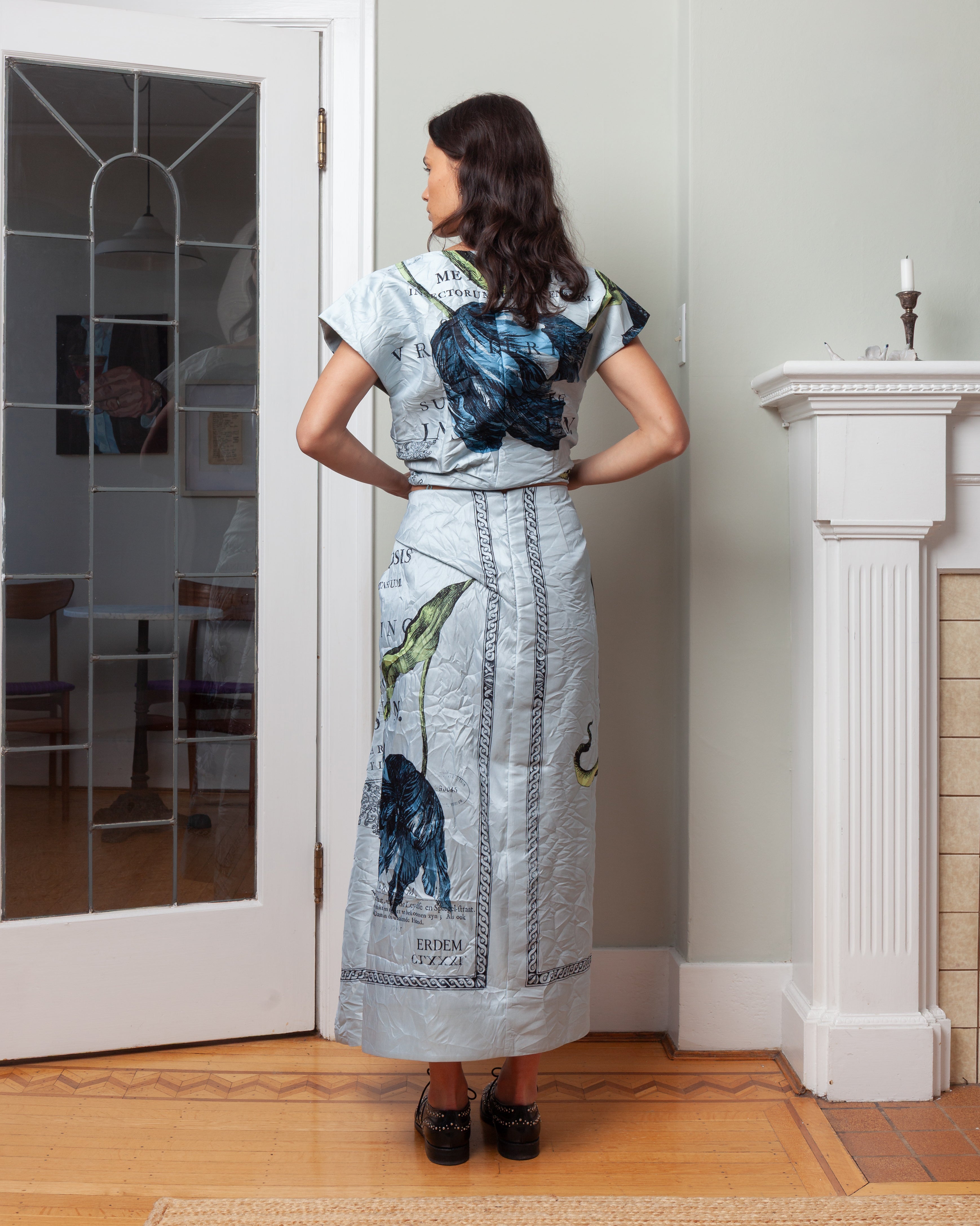 Erdem-Draped Midi Skirt - Powder Blue-Skirts-Boboli-Vancouver-Canada