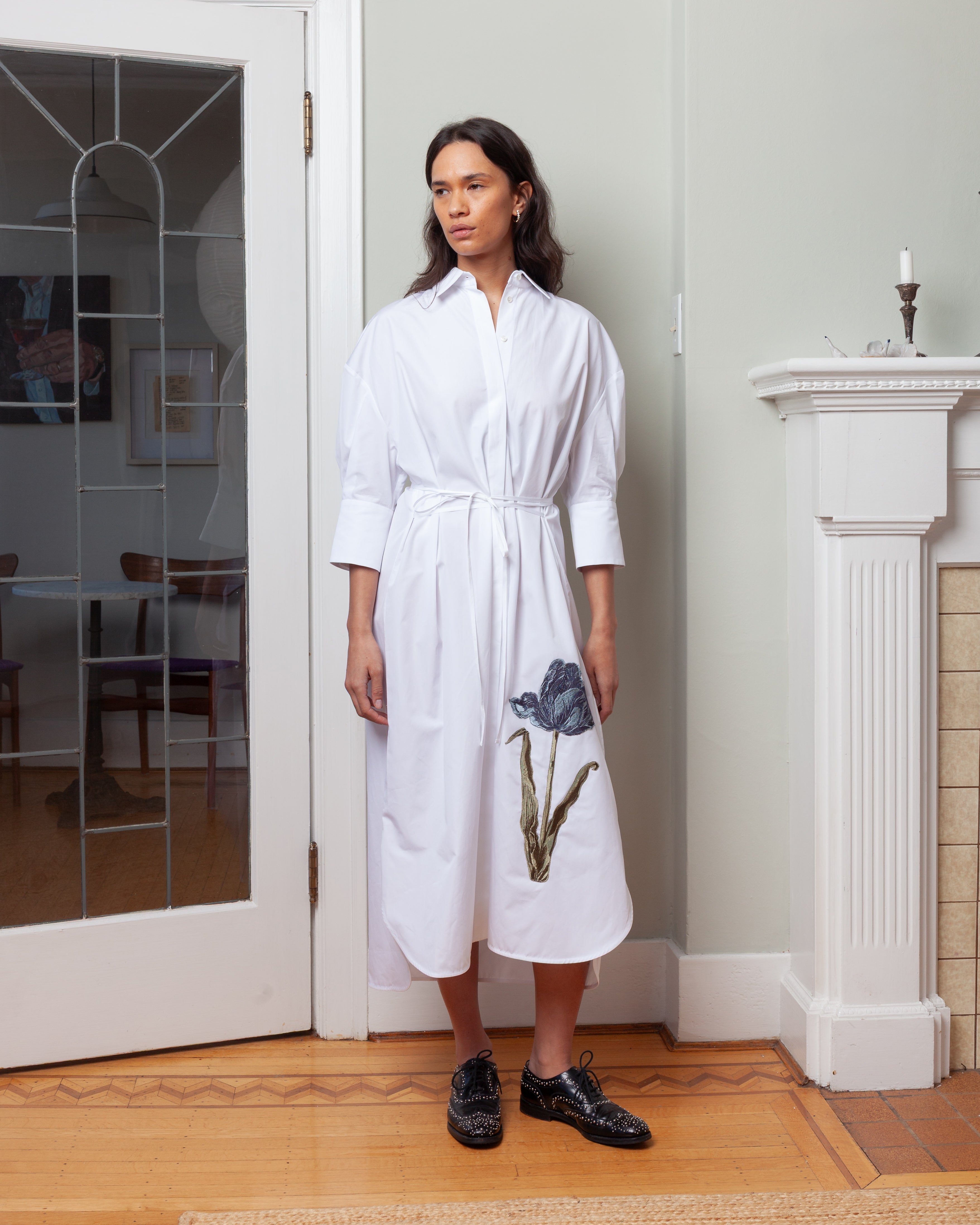 Erdem-Long Sleeve Shirt Dress - White-Dresses-Boboli-Vancouver-Canada