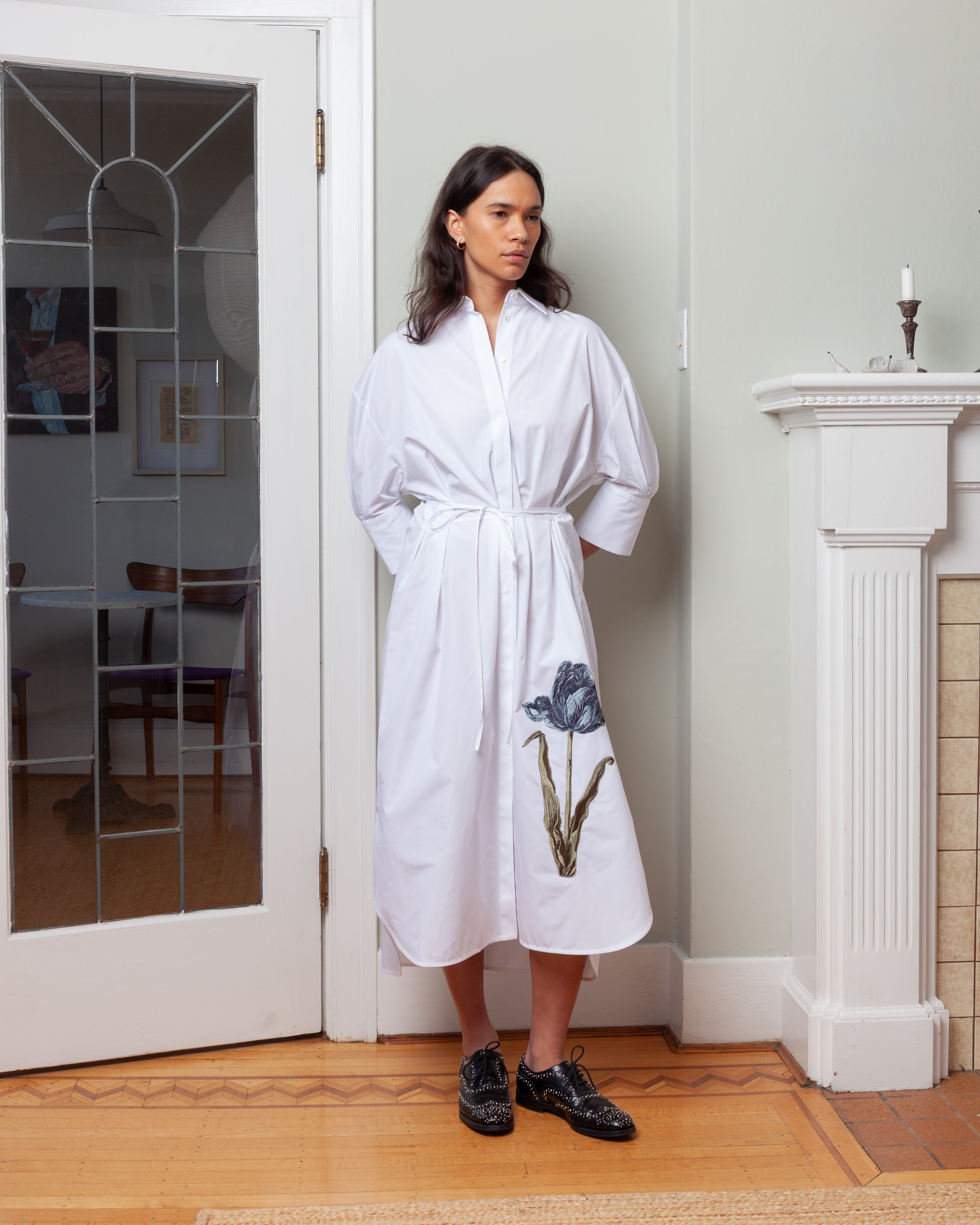 Erdem-Long Sleeve Shirt Dress - White-Dresses-Boboli-Vancouver-Canada