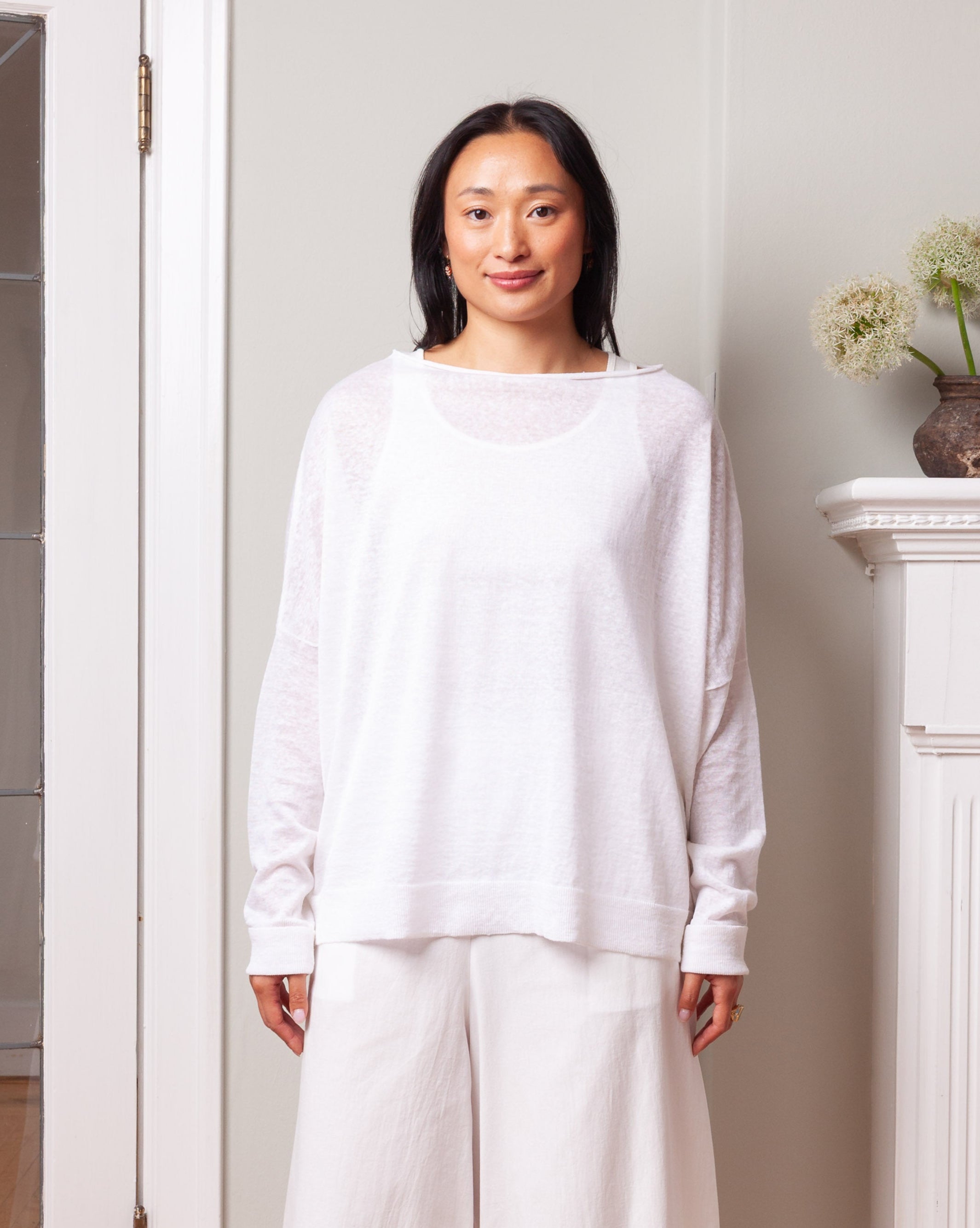 Chunky Sweater Boat Neck - White