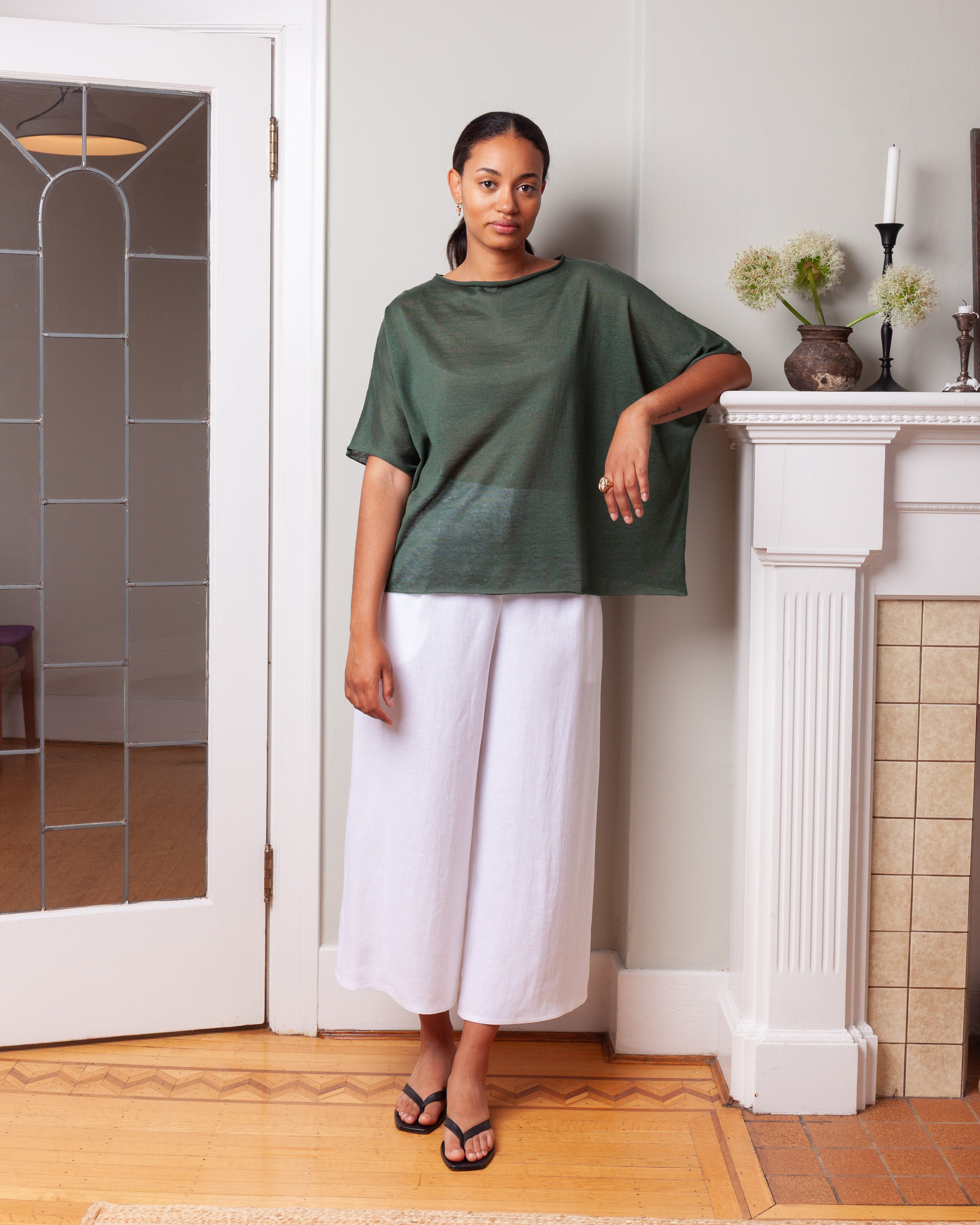 Easy T-Shirt Knitwear Linen - Forest