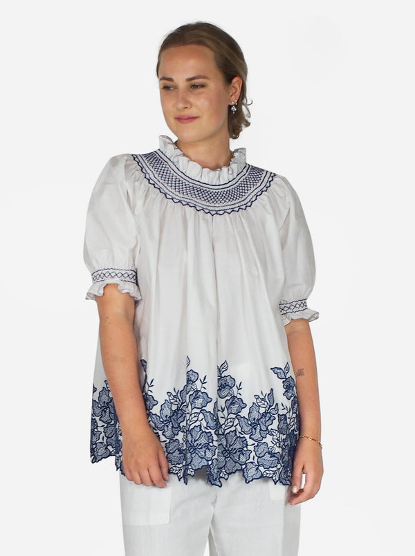 Maria S.S. Shirt - Blue Ibiscus