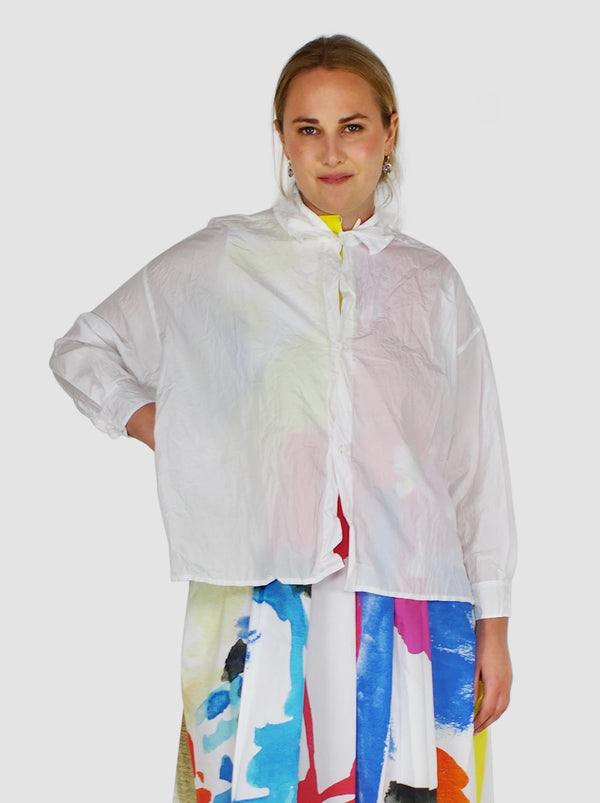 Daniela Gregis-Washed Wide Short Shirt - Optical White-Shirts-One Size-Boboli-Vancouver-Canada
