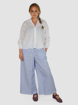 Daniela Gregis-Washed Pajama Trousers - White/Light Blue-Pants-One Size-Boboli-Vancouver-Canada