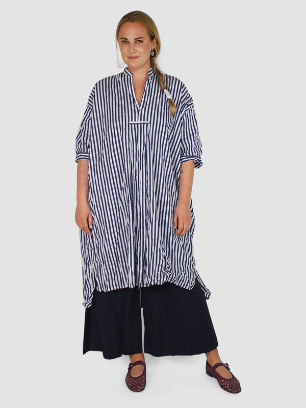 Daniela Gregis-Washed Medio Shirt - White/Blue Stripe-Shirts-One Size-Boboli-Vancouver-Canada