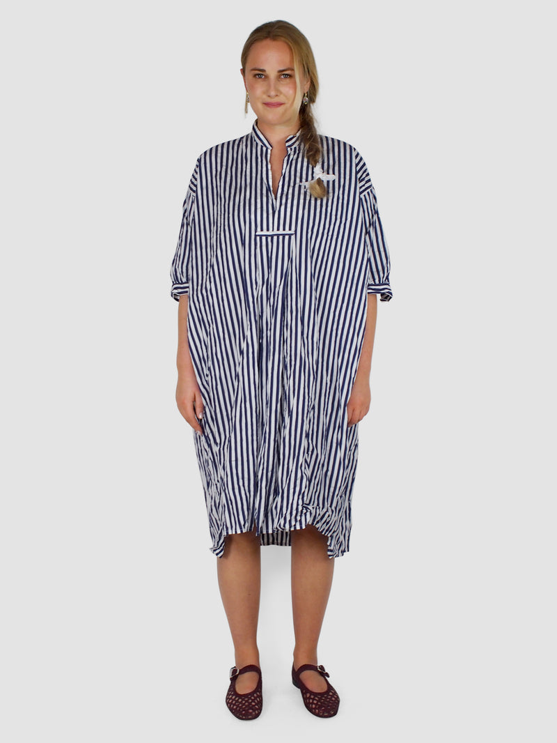 Daniela Gregis-Washed Medio Shirt - White/Blue Stripe-Shirts-One Size-Boboli-Vancouver-Canada