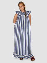 Delfina Dress - Air Force Blue Stripes