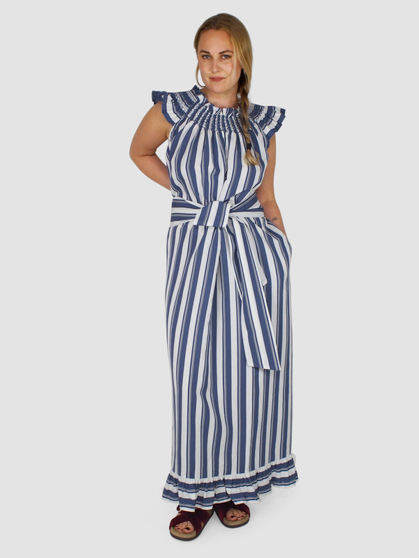 Delfina Dress - Air Force Blue Stripes