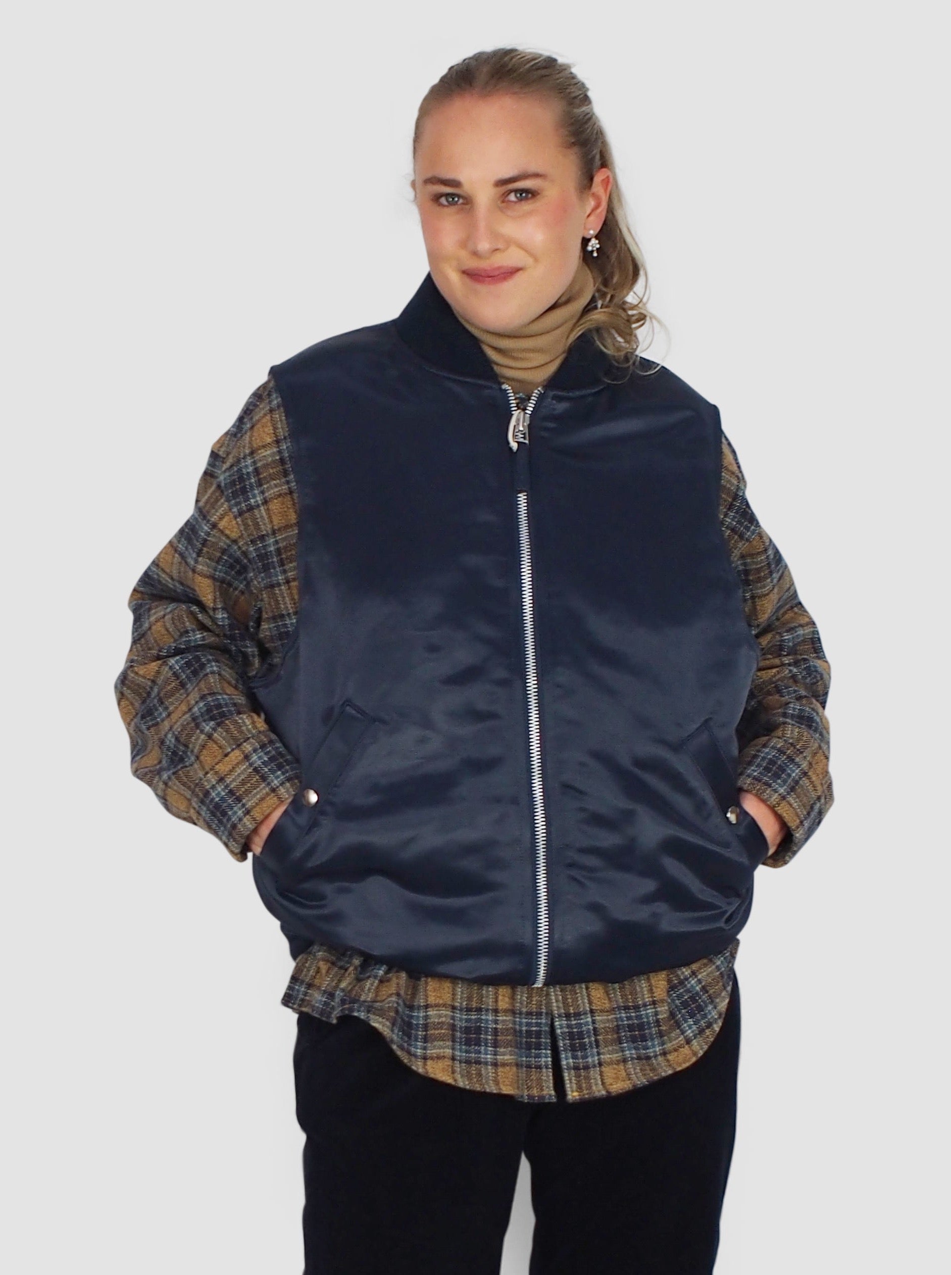 Mythinks-MY Recycle Nylon Zip Vest - Navy-Tops-Boboli-Vancouver-Canada