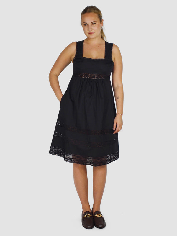 Rossana Short Cotton Dress - Black