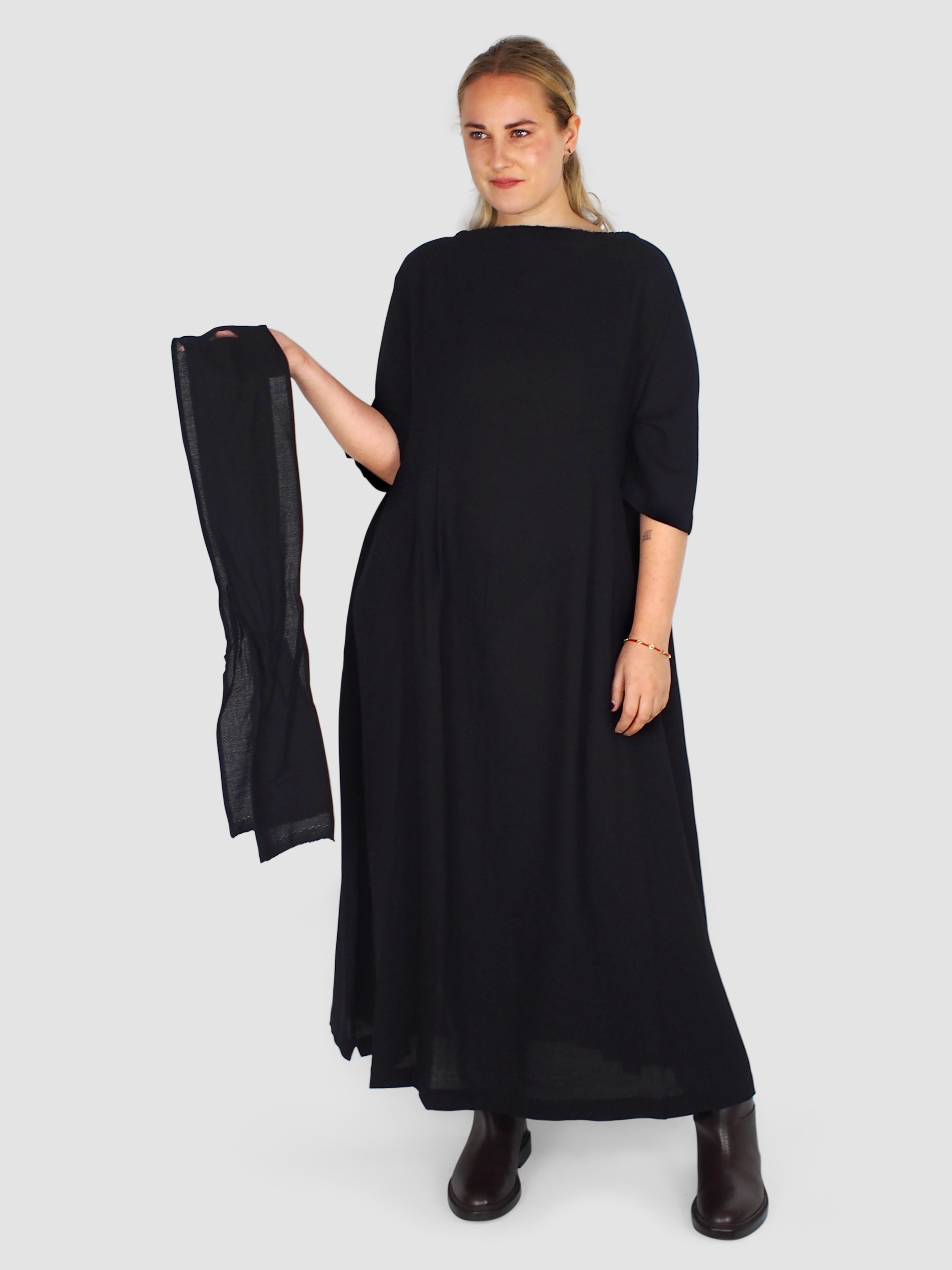 Daniela Gregis-3/4 Sleeve Dress - Black-Dresses-Boboli-Vancouver-Canada