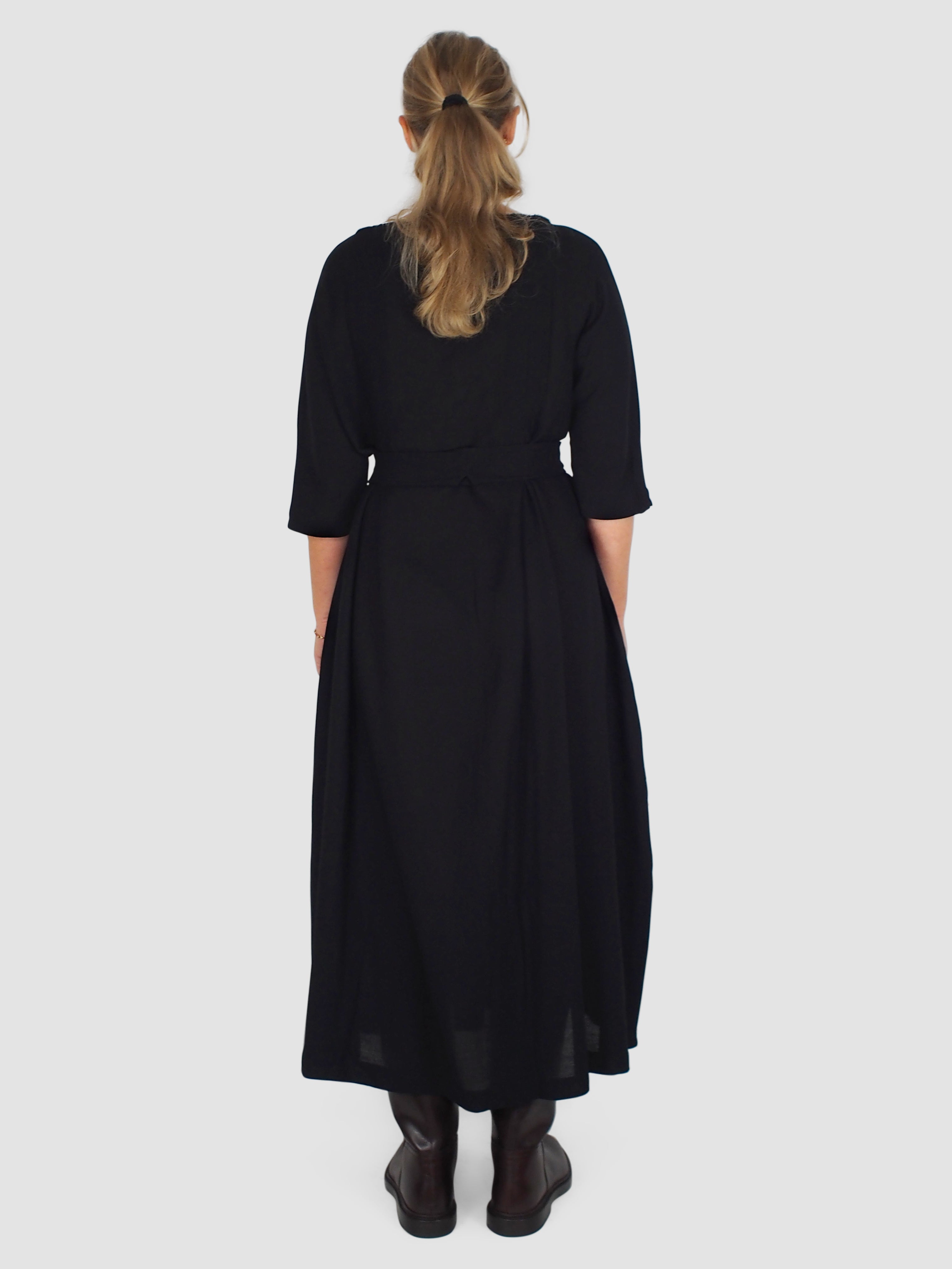 Daniela Gregis-3/4 Sleeve Dress - Black-Dresses-Boboli-Vancouver-Canada