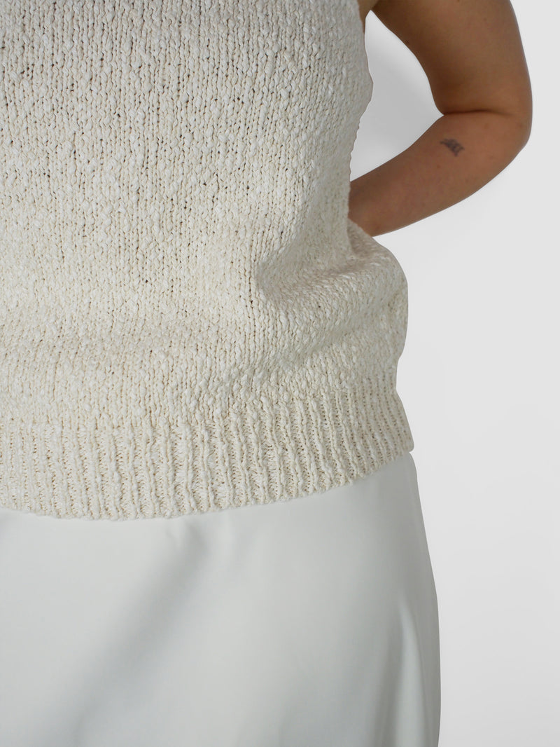 Rohe-Boucle Knitted Halter Top - Cream-Tops-Boboli-Vancouver-Canada