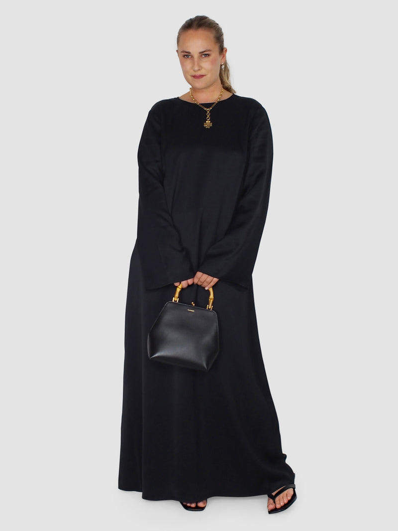 Rohe-Long Sleeve Round Neck Dress - Black-Dresses-Boboli-Vancouver-Canada