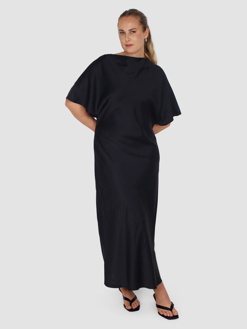 Rohe-Fluid Satin Dress - Black-Dresses-Boboli-Vancouver-Canada