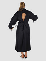 Rohe-Silk Open Back Wrap Dress - Black-Dresses-Boboli-Vancouver-Canada
