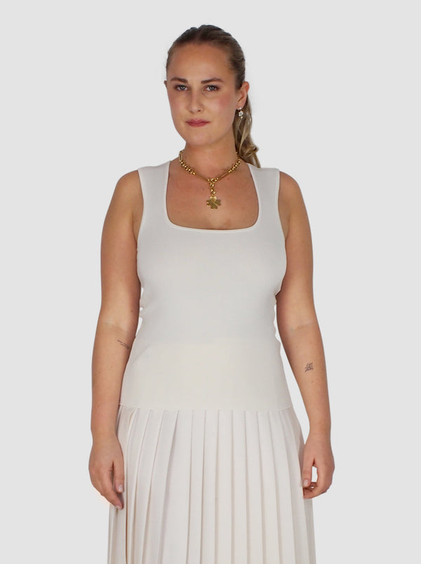Rohe-Bustier Shaped Knitted Tank - Off White-Tops-Boboli-Vancouver-Canada