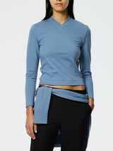 Tibi-Perfect T Shrunken VNeck - Blue Mist-Sweaters-XS-Boboli-Vancouver-Canada