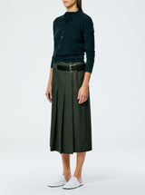 Tibi-Grain De Poudre Wide Pleat Wrap Skirt - Grey Pine-Skirts-Boboli-Vancouver-Canada
