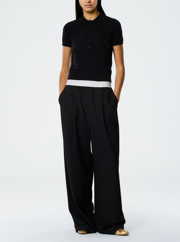 Tibi-Recycled Tropical Wool Marit Pullon Pant - Black-Pants-XS-Boboli-Vancouver-Canada