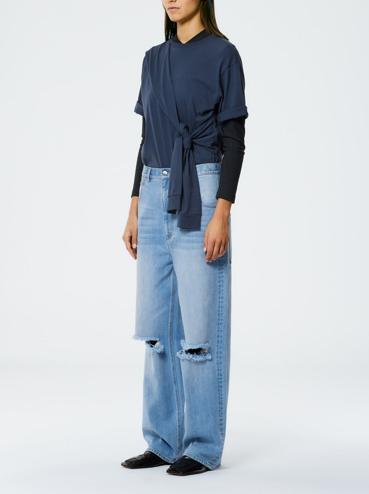 Tibi-Vintage Wash Denim Ryder Jean - Vintage Blue-Pants-Boboli-Vancouver-Canada