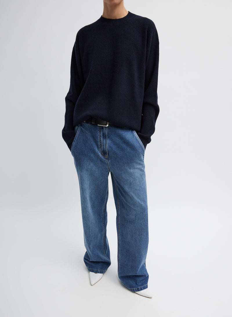 Tibi-Anna Merino Wool Pullover - Dark Navy-Sweaters-Boboli-Vancouver-Canada