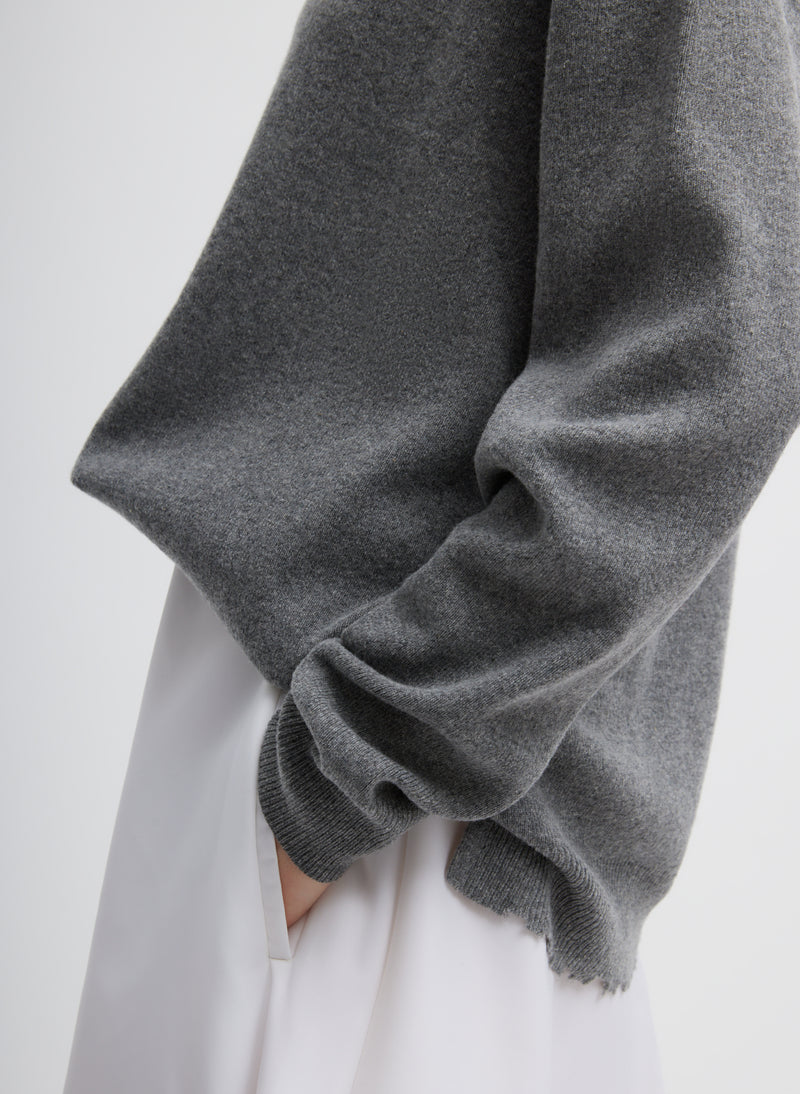 Tibi-Anna Merino Wool Pullover - Heather Grey-Sweaters-Boboli-Vancouver-Canada