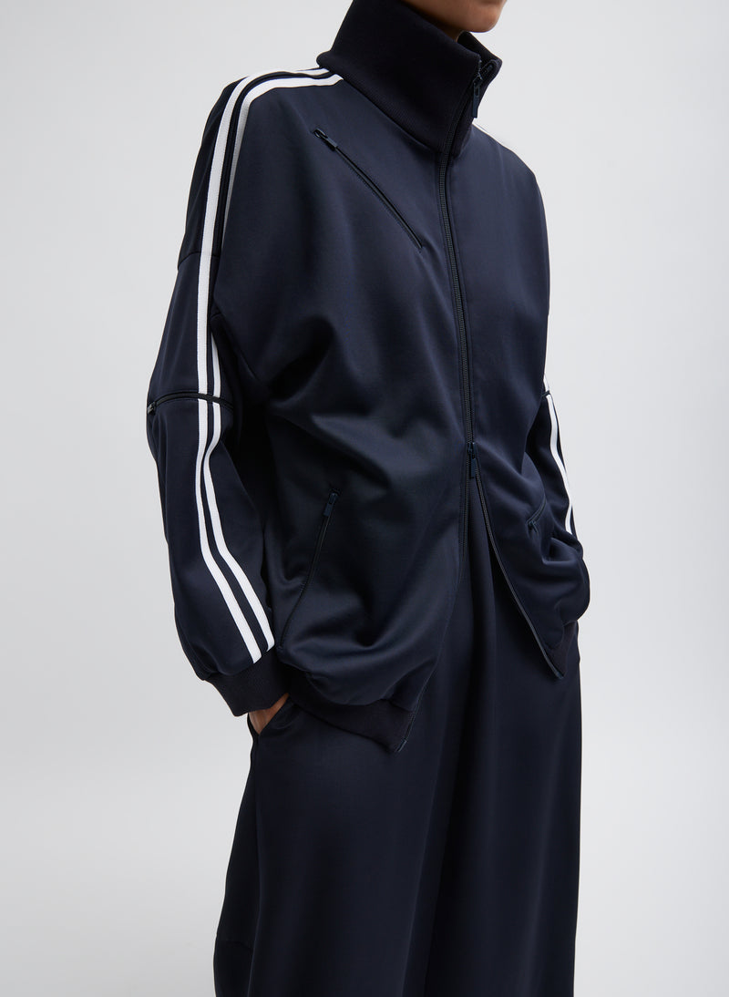 Tibi-Active Knit Zipper Detailed Track Jacket - Navy-Jackets-Boboli-Vancouver-Canada