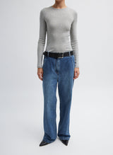 Tibi-Circular Ribbed Crewneck Pullover T - Heather Grey-Shirts-Boboli-Vancouver-Canada