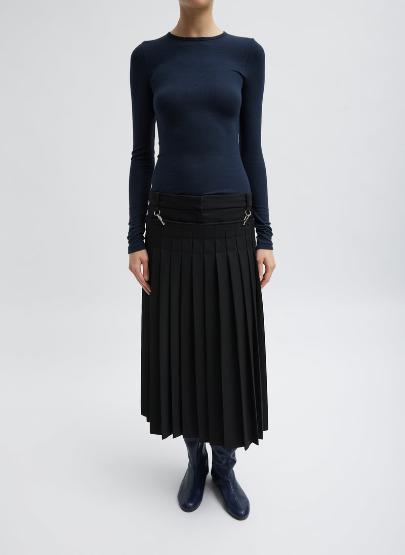 Tibi-Circular Ribbed Crewneck Pullover T - Navy-Shirts-Boboli-Vancouver-Canada