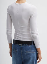 Tibi-Circular Ribbed Crewneck Pullover T - White-Shirts-Boboli-Vancouver-Canada