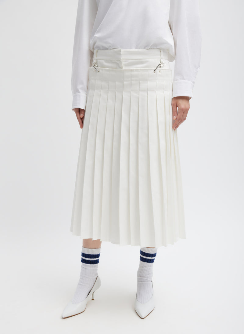 Tibi-Chino Convertible Pleated Skirt - White-Skirts-Boboli-Vancouver-Canada